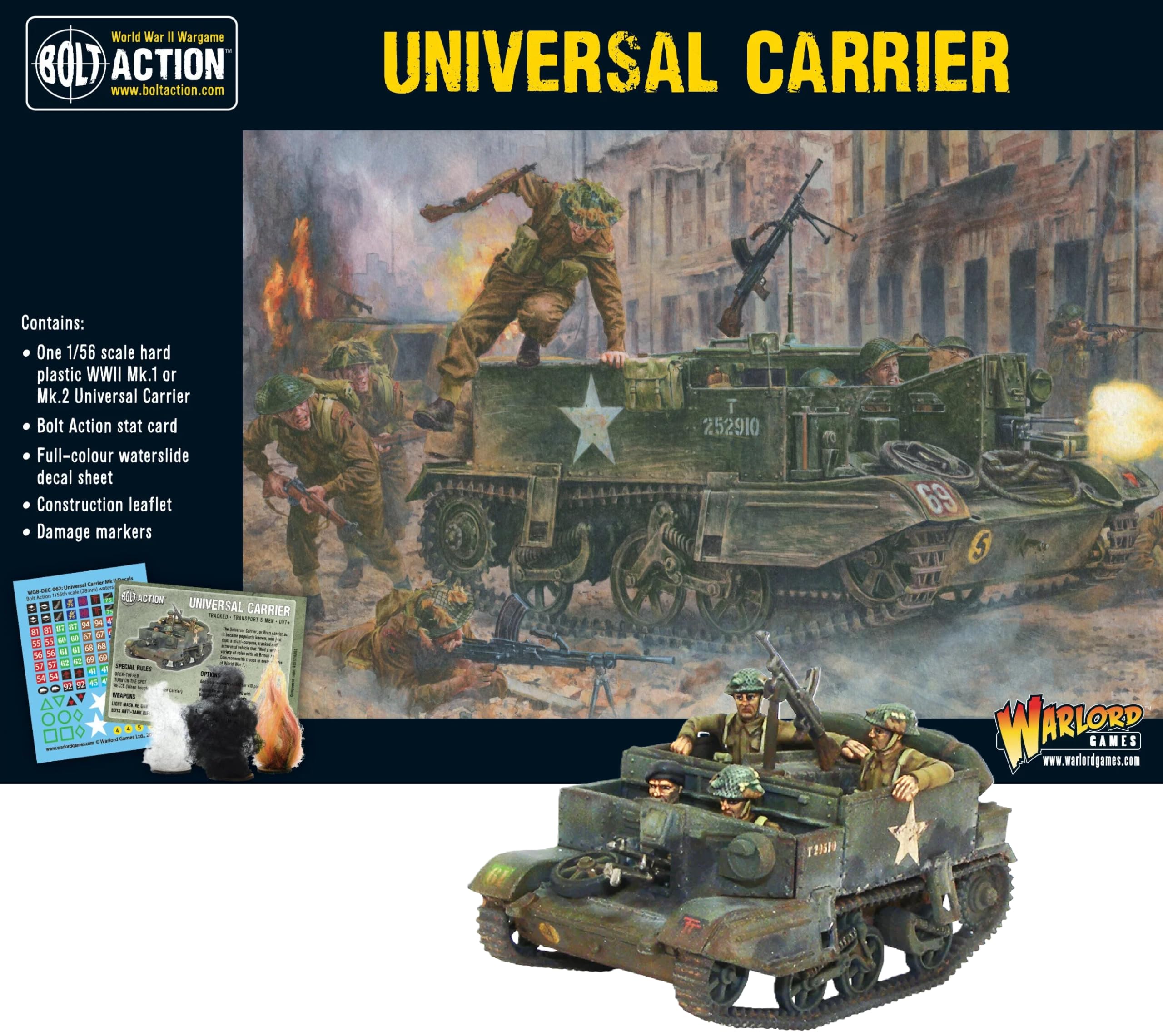 Warlord Games Universal Carrier - 1:56 / 28mm British Army Plastic Scale Model Vehicle for Bolt Action Highly Detailed World War 2 Miniatures for Table-top Wargaming