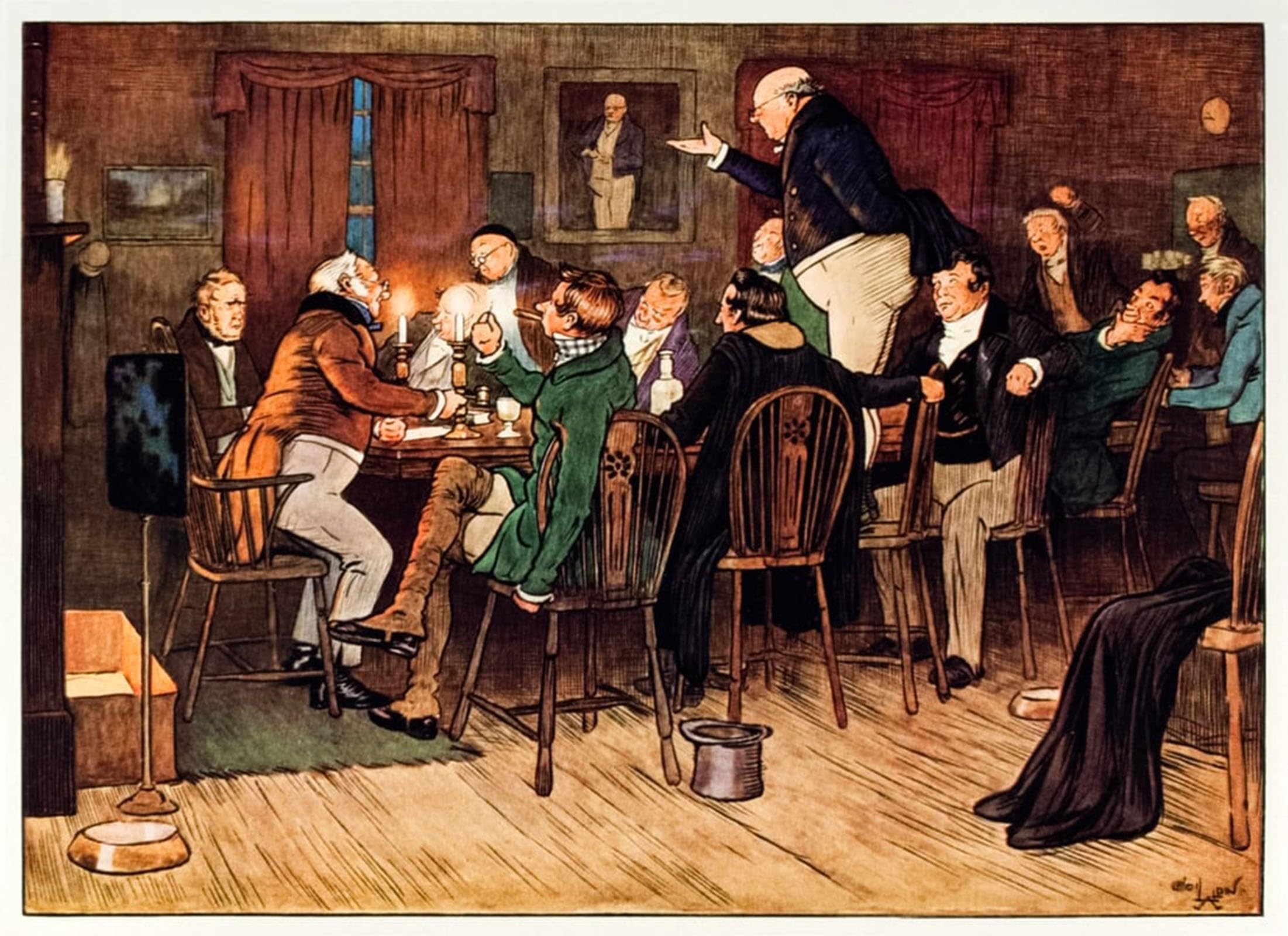Pintura sobre lienzo Pickwick Club de Cecil Aldin para decorar despachos de 60x90 5