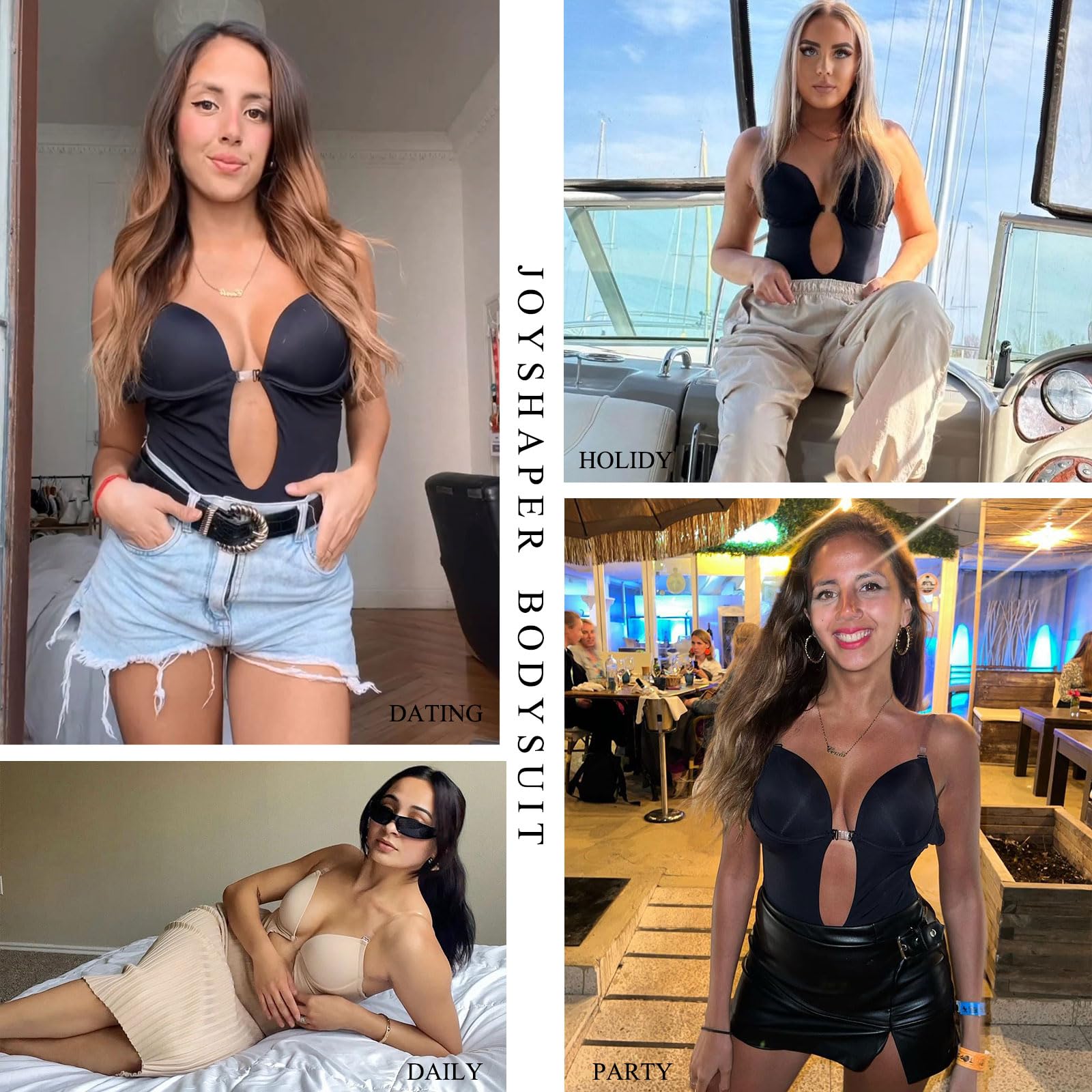 Joyshaper Damski biustonosz push up z odkrytymi plecami, bez ramiączek, głęboki dekolt, bielizna modelująca