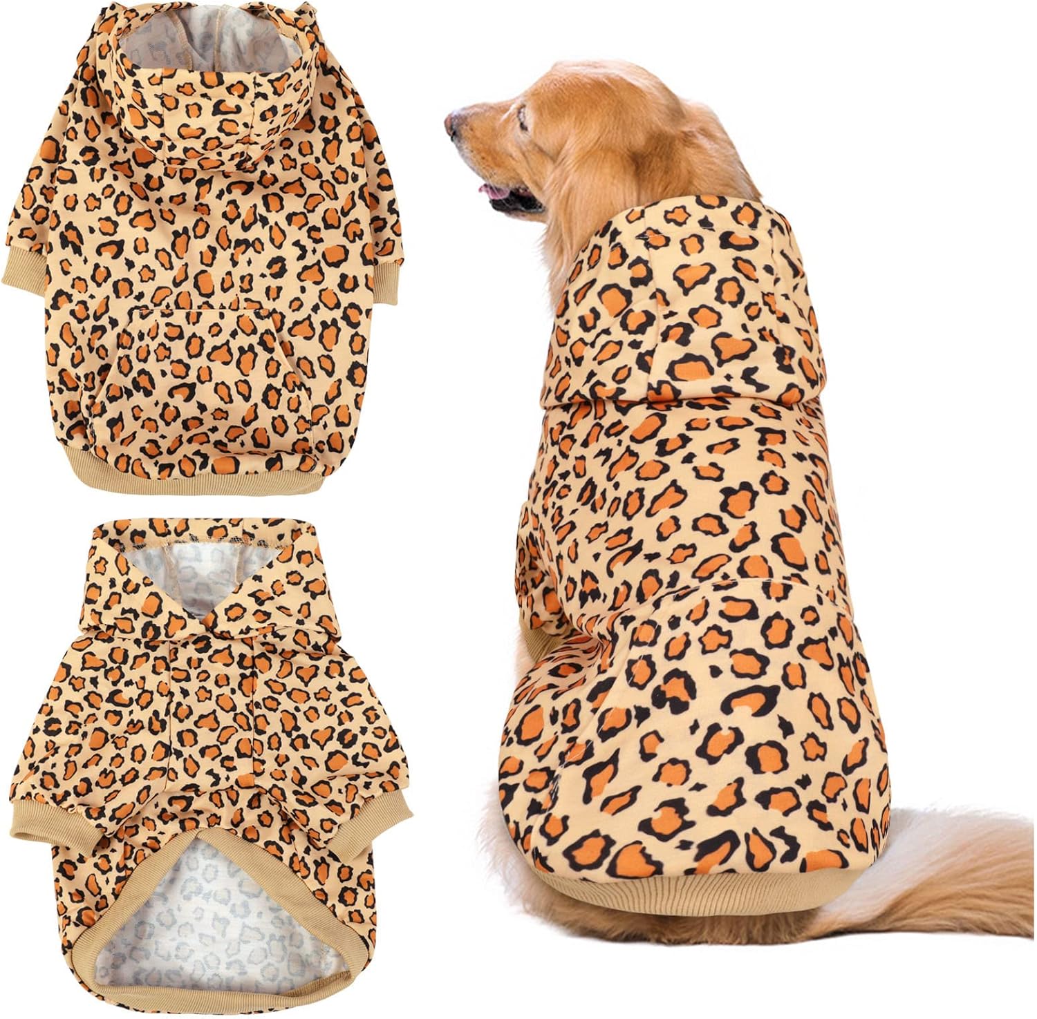 AOFITEE Sudadera con capucha para perro, estampado de leopardo, abrigo cálido de invierno para perro con sombrero, sudadera con capucha para perro,