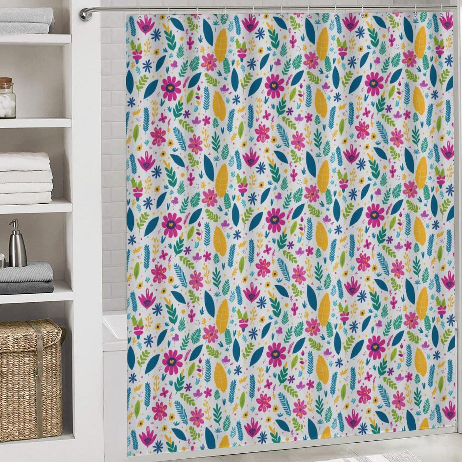 Flores y Plantas Baño de Cuatro Piezas Alfombra De Baño De Piedra, Antideslizante Y Resistente, Ideal para Baño Y Cocina 183×183cm