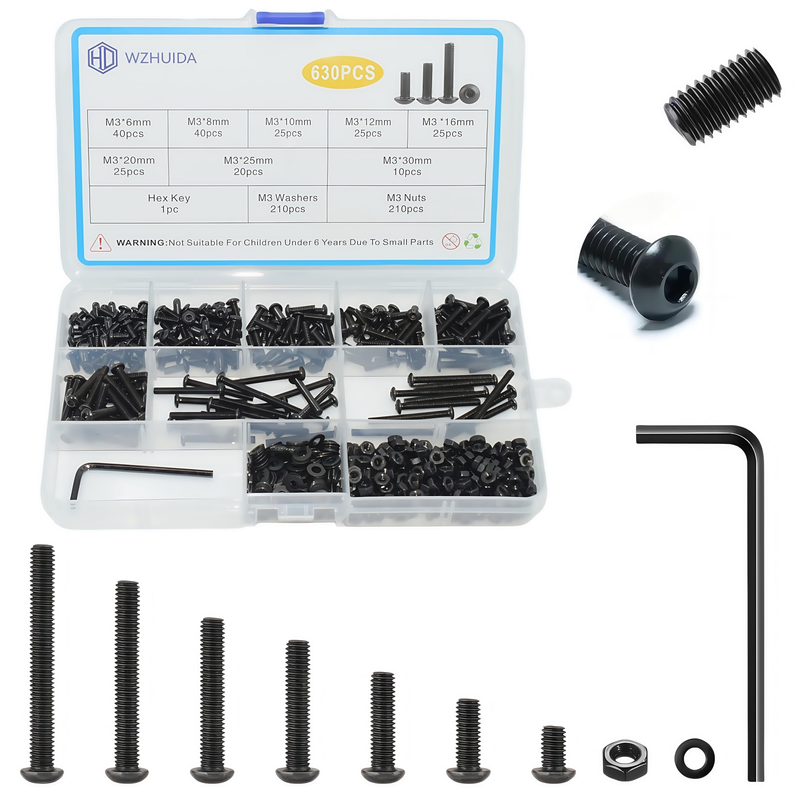 M2 Screw Assortment Kit - 660 Pcs, Nuts & Washers -11