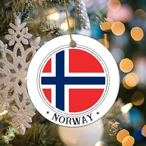 Miniatura 5 de Adorno de Noruega, recuerdo de banderas nacionales de país, marineros, vela, redondo, adorno de árbol de Navidad, porcelana de cerámica, bandera
