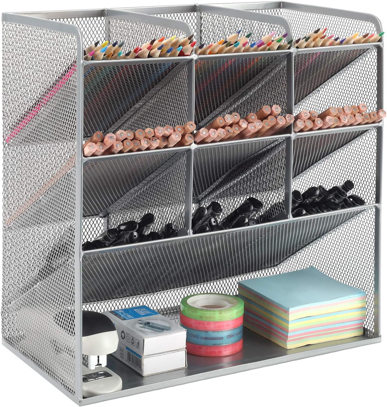 EasyPAG Mesh Desk Organizer Multi-Functional Pen Holder Stationary Organizer for School Home Office Art Supplies,Black : Office Products