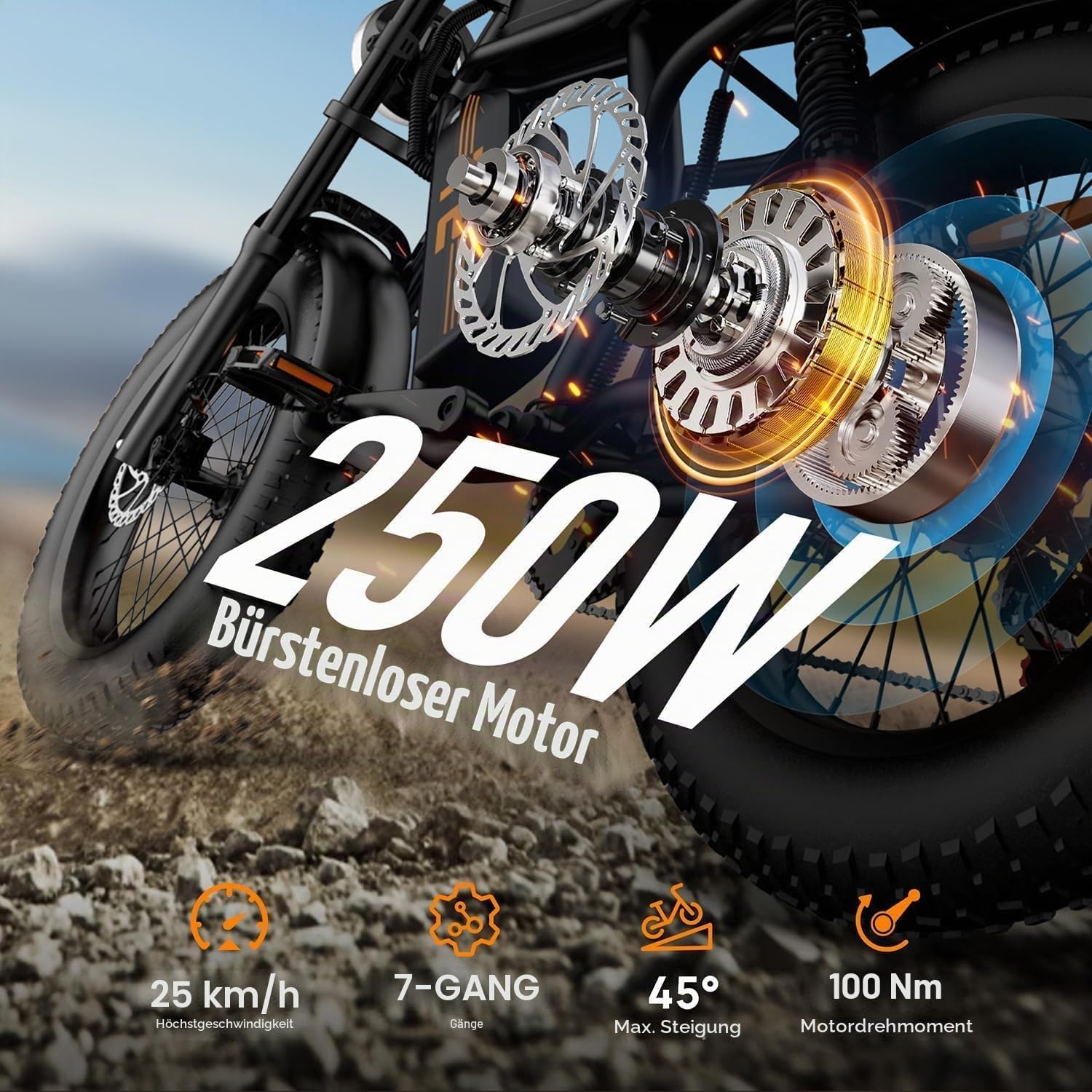 URLIFE 20" x4 Elektrofahrrad für Erwachsene, E-Mountainbike mit 48V 15,6Ah abnehmbarem Akku, LCD Display, 7-Gang, Reichweite bis zu 120km, All-Terrain Fat Tire E-Bike mit Vollfederung
