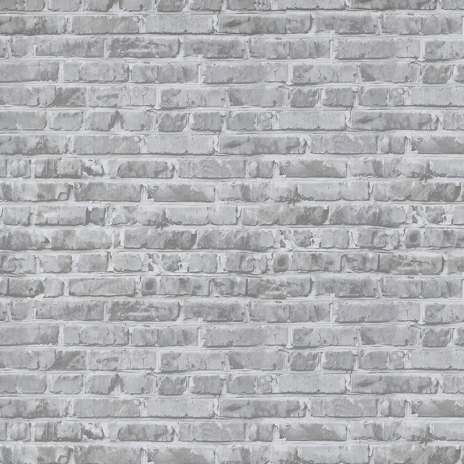 Timeet Grey Brick Wallpaper Peel and Stick Wallpaper 17.7" x 197" Self-Adhesive Film Brick Contact Paper 3D Textured Brick Wallpaper Removable Wallpaper for Room Wall Decoration 17.7" x 197" Gray 2