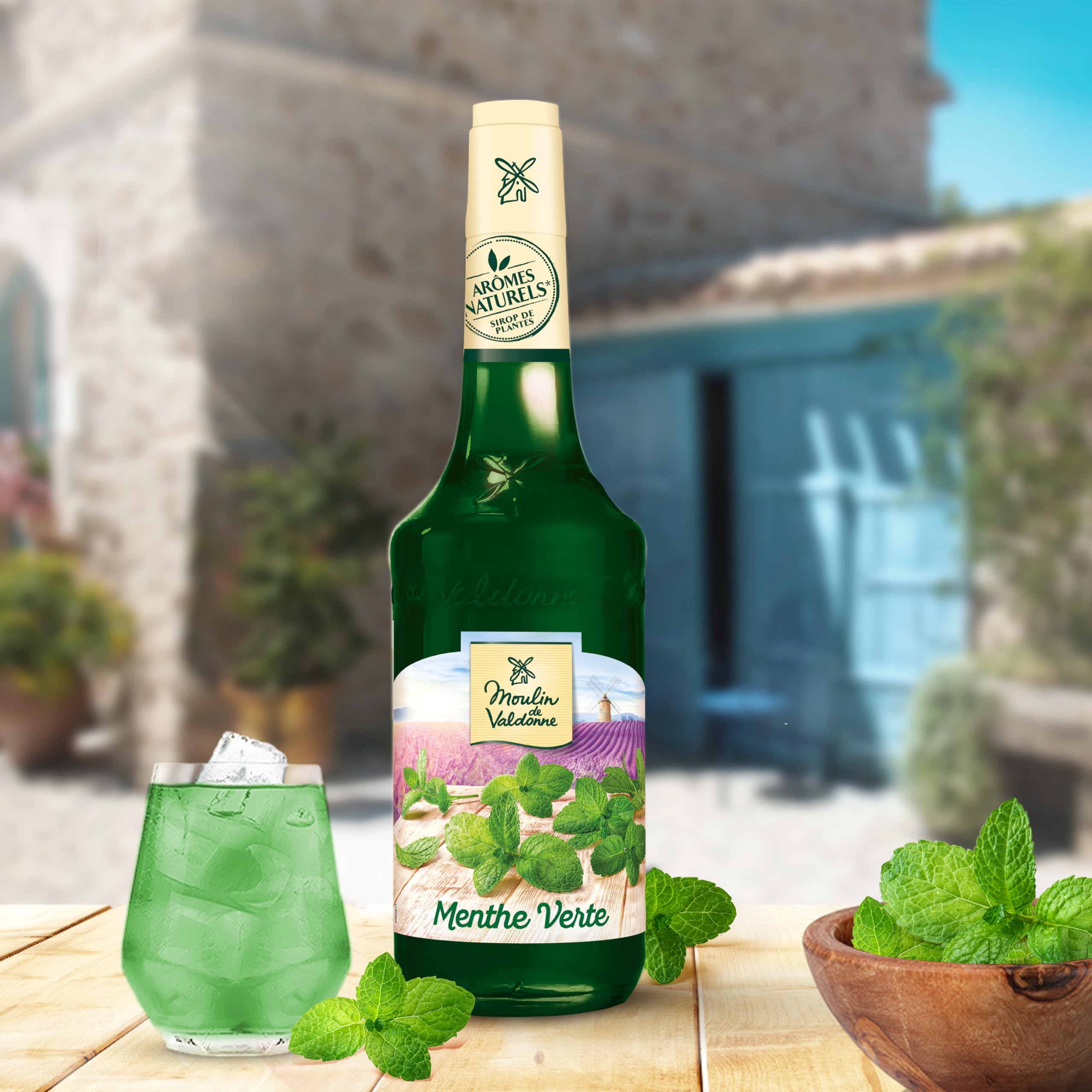 Moulin de Valdonne - Assortiment de Sirop de Grenadine, de sirop de Menthe et de sirop de Pêche Blanche pour boissons rafraîchissantes, cocktail avec ou sans alcool, 3 bouteilles 70 cl