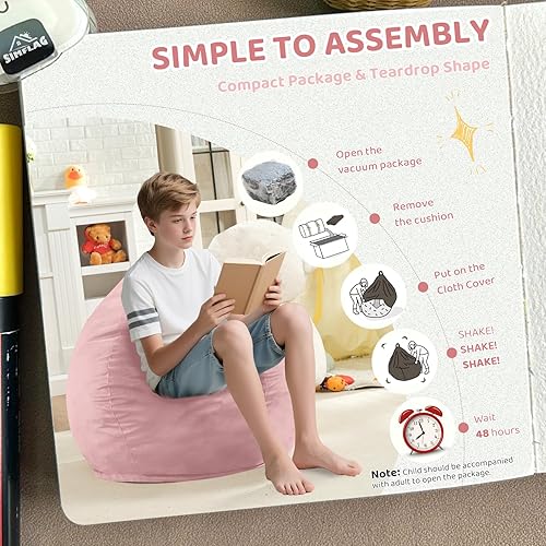 Miniatura 35 de Puf de 5 pies, puf grande con relleno de espuma viscoelástica, sofá puff esponjoso con funda de terciopelo holandés, puf redondo para sala de estar,