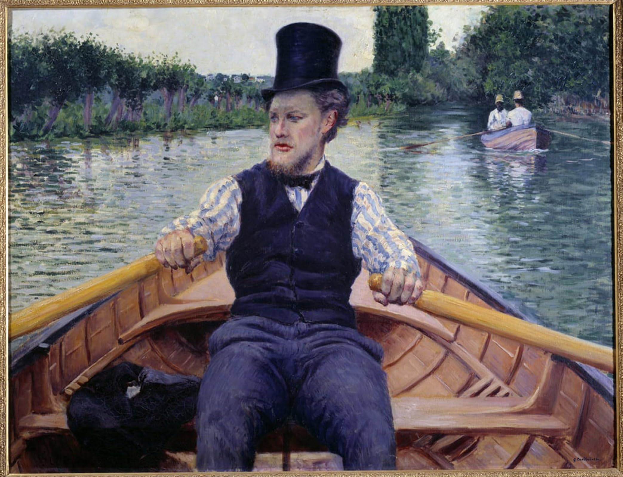 SERENDIPITP Aesthetic Poster Photo Wall Print Retro Picture Part of the boat. A man wearing a tall hat rowing in a boat. by Gustave Caillebotte Modern Wall Artwork for Home Decor 60x90cm