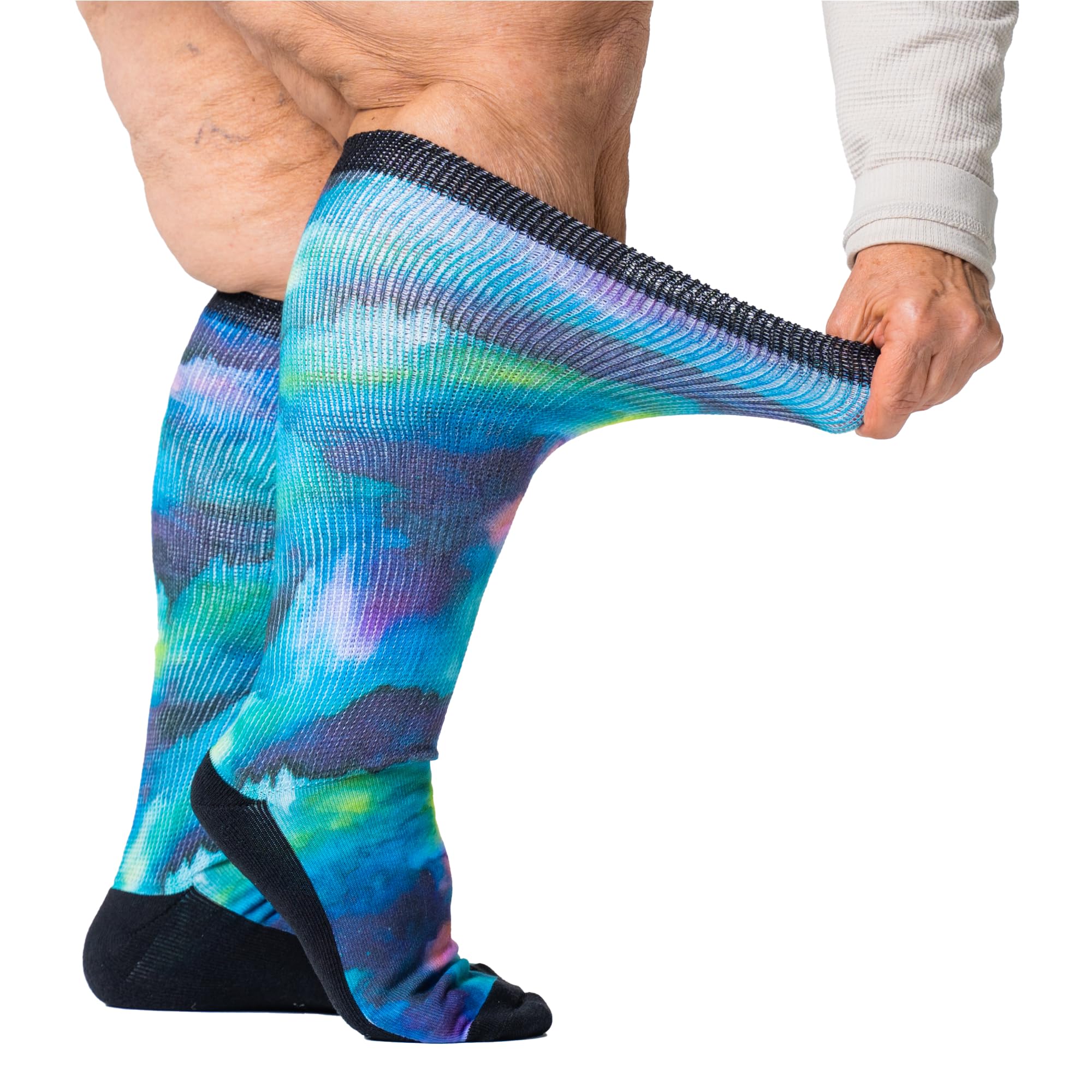 Photo 1 of Viasox EasyStretch Diabetic Socks for Men & Women, Non Binding Top, Seamless Toe, Loose Fit (Northern Lights, Large)