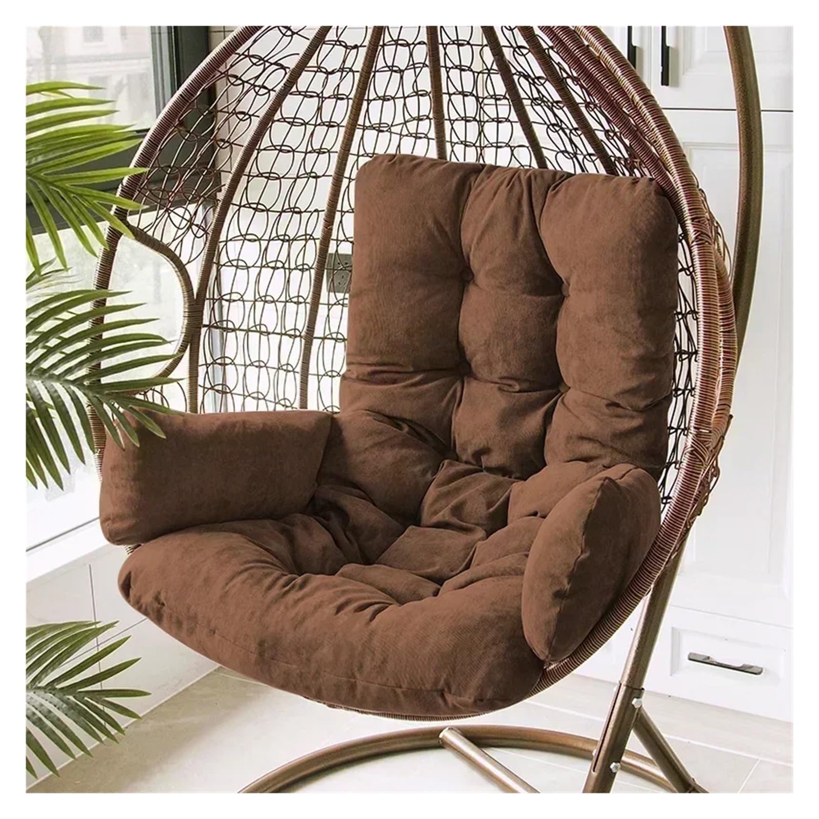 RRYPBOVG Hanging Chair Cushion Thickened Hanging Basket Cushions Hammock Chair Egg Chairs Swing Seats Cushion Backrest Pillow Cojines Decorativos(Coffee)