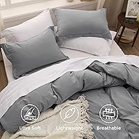 Vista 4 de Bedsure - Juego de ropa de cama de 3 piezas, prelavado, extrasuave, con 1 funda de edredón de 90 x 90 pulgadas con cremallera y 2 fundas