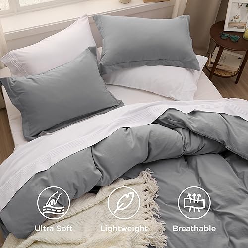 Vista 63 de Bedsure Juego de funda de edredón, tamaño individual, suave y prelavado, blanco, 2 piezas, 1 funda de edredón de 68 x 90 pulgadas, cierre