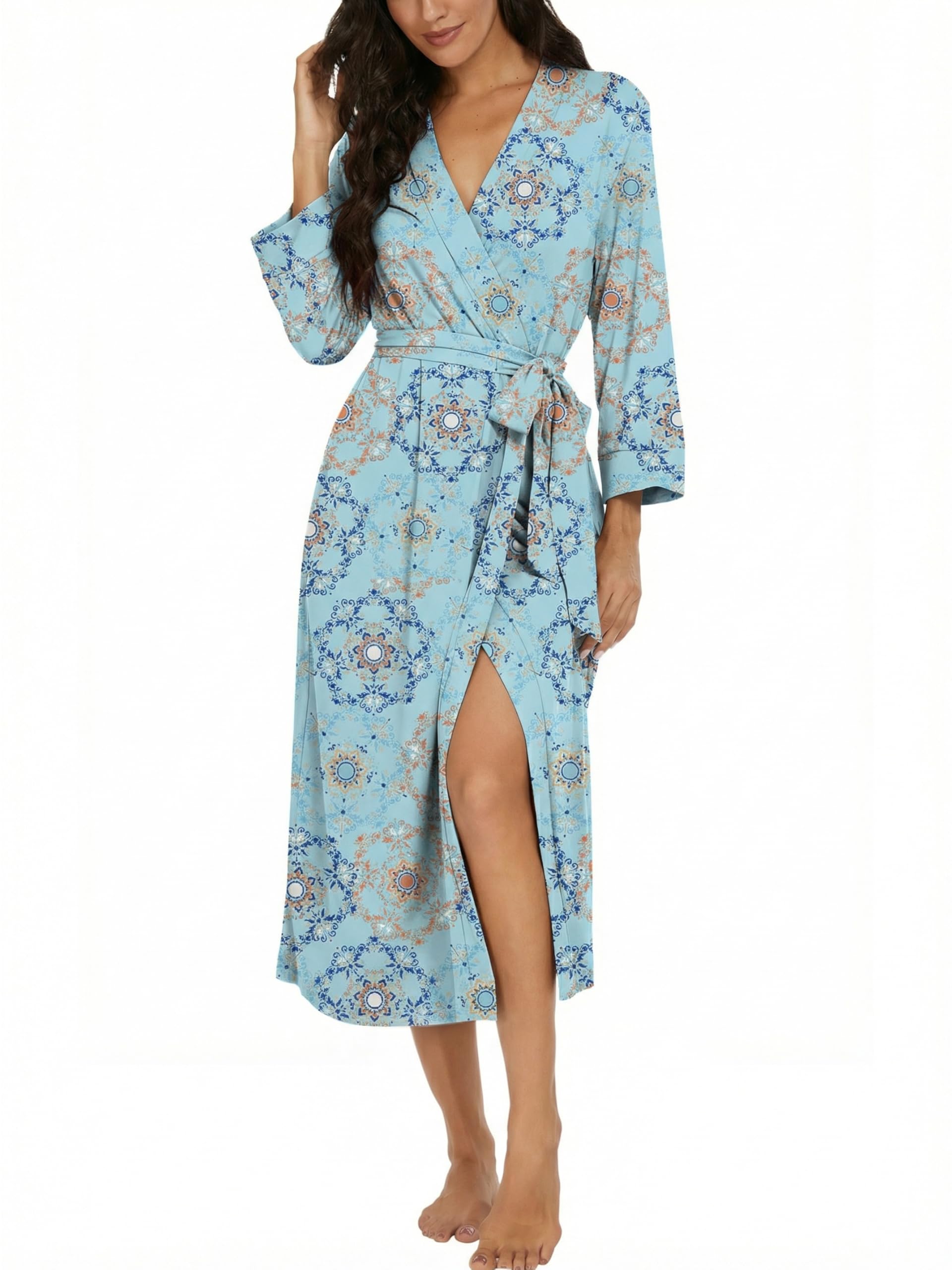 VINTATRE Robes for Women Long Knit Bathrobe XS-4XL