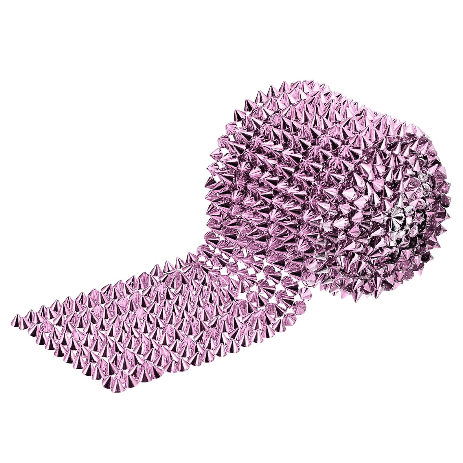 uxcelluxcell 1 Yard Sew Stitch on Cone Spikes Studs, 12Rows Plastic Flat Back Spike Rivet Punk Trim Ribbon for DIY Clothing, Bags, Shoes Decoration, Pink