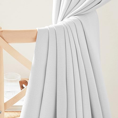 Miniatura 7 de NICETOWN Cortinas de lino sintético 100% opacas para dormitorio, plisadas, bloqueo de calor, térmicas, reducen el ruido, 50 pulgadas de ancho x 120