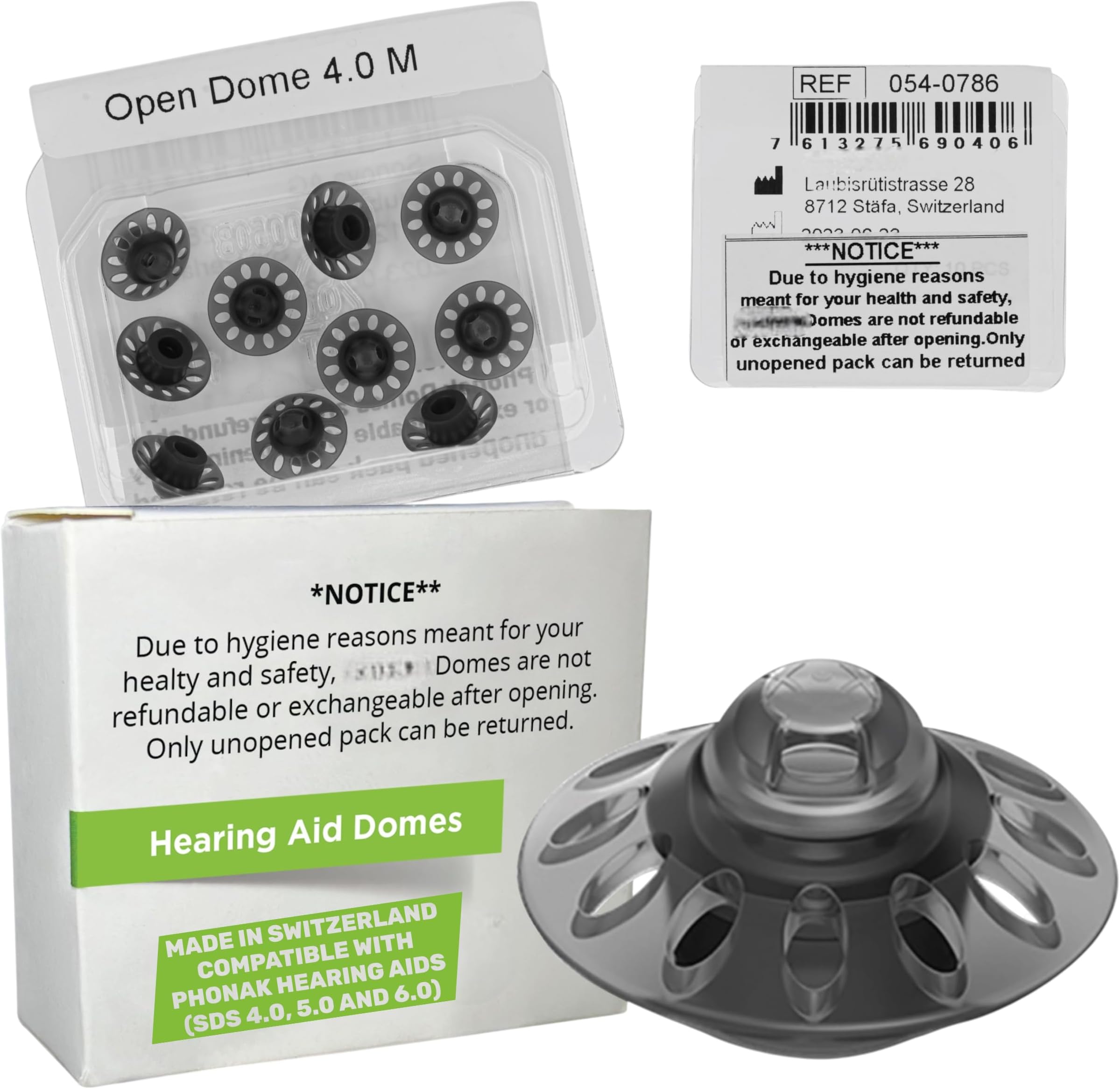 Open 4.0 Dome Medium (0.35 inch=9mm) 10 Domes, Hearing Aid Domes Compatible with Phonak Audeo Marvel Paradise Lumity Accessories -1 Pack/10 Domes Total