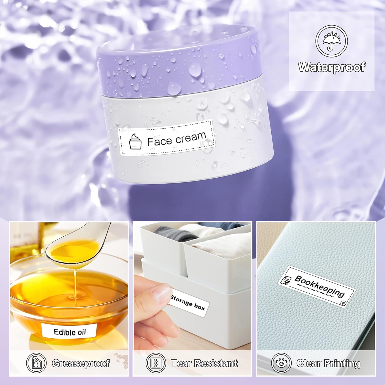 PARLAIM Label Maker Tape,14X50MM(1/2" X1 7/8") Thermal Label Stickers,Thermal self-Adhesive Label Compatible with D30 Label Maker,Thermal Label Paper for Home/Office/130pcs/Roll White - Image 4