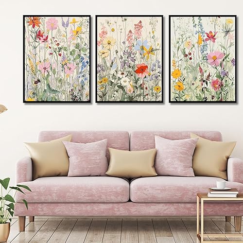 Miniatura 8 de Kit de pintura por números para adultos con marco de madera, kit de pintura por números de flores silvestres para adultos, kit de pintura acrílica