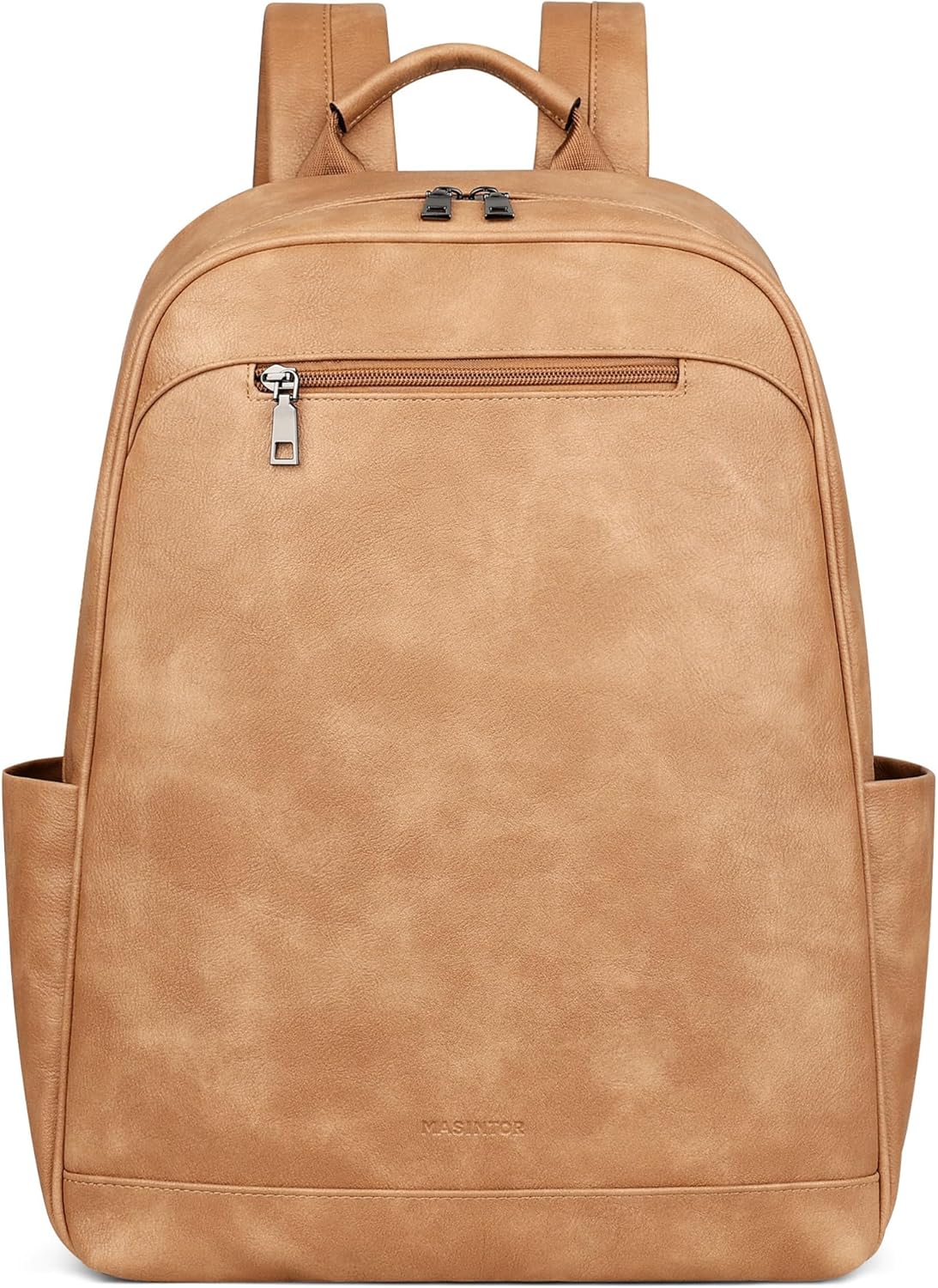 MASINTOR 15.6 inch Leather Laptop Backpack Purse for Women, Designer Travel and Work Bag with Laptop Compartment Retro Camel - Image 8