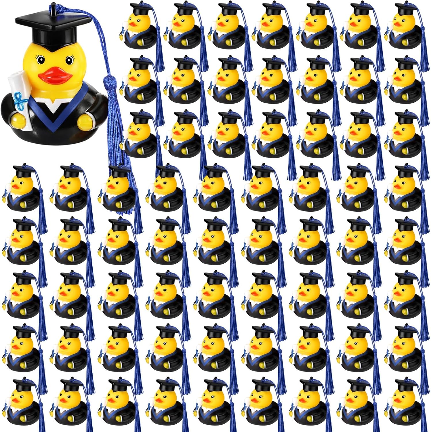 Lunmon 24 Pcs Graduation Rubber Ducks with Grad Cap Bulk 2026 Grad Diploma Rubber Ducks for Student Graduation Gifts Party Favors Swimming Pool Decorations (Blue)