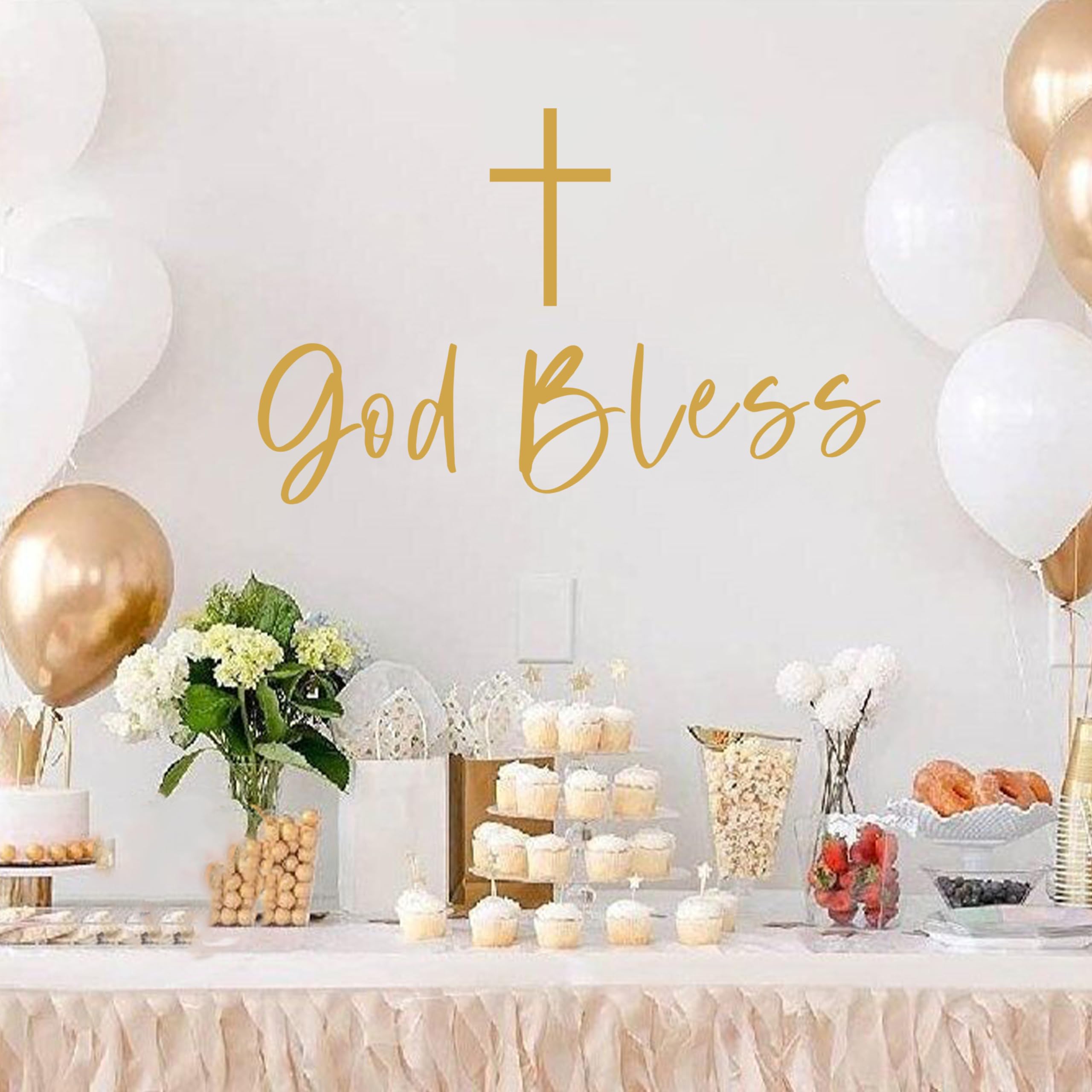 God Bless Baptism naklejka ścienna na łuk balonowy – God Bless Party kalkomania, chrzest, pierwsza komunia, przyjęcie, dekoracja ścienna, naklejka ścienna