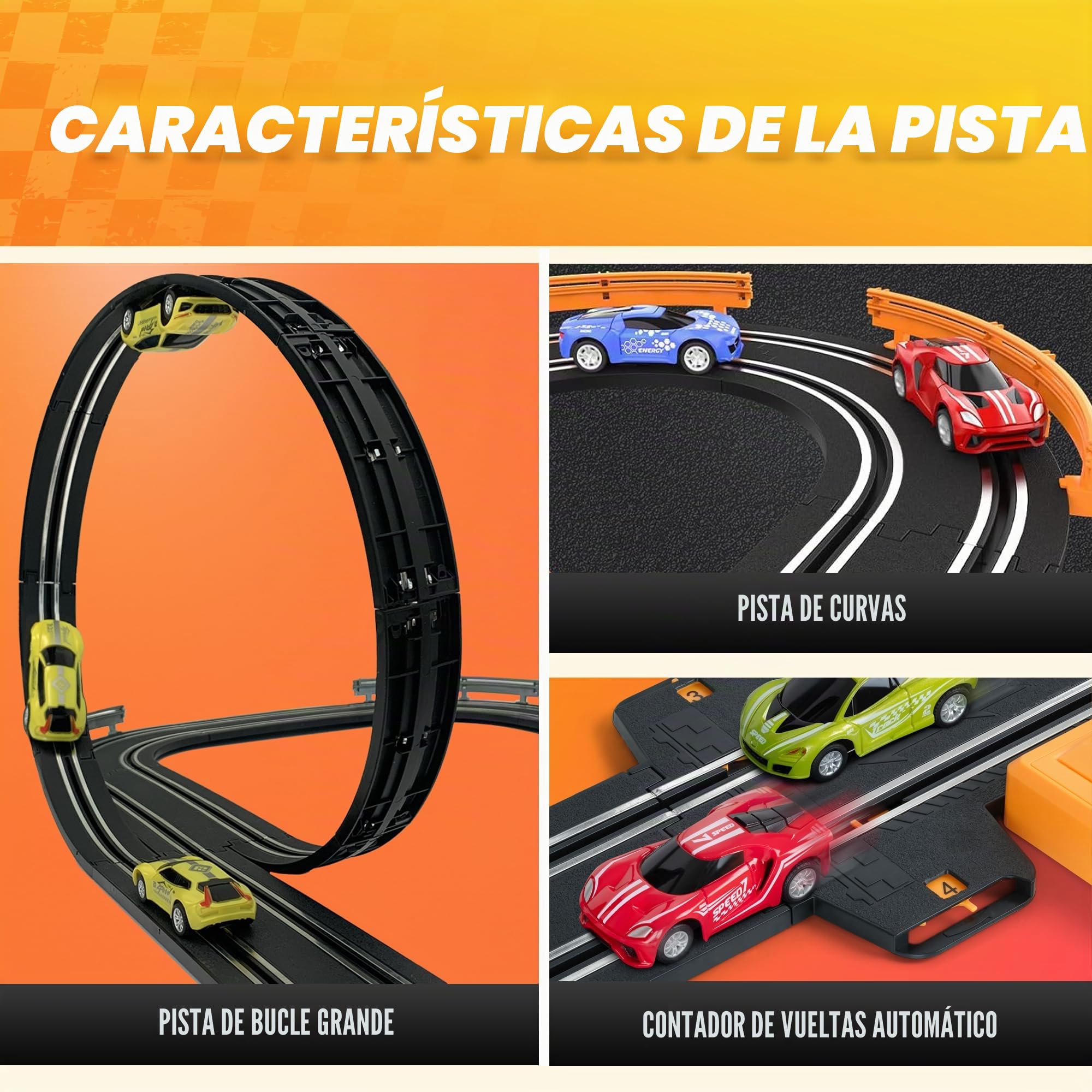 Atlasonix Juegos de pistas de carreras de coches de ranura, pista de carreras y accesorios, pista de vehículos de carreras eléctrica, pista de carreras eléctrica dual para niñas y niños a partir de 5