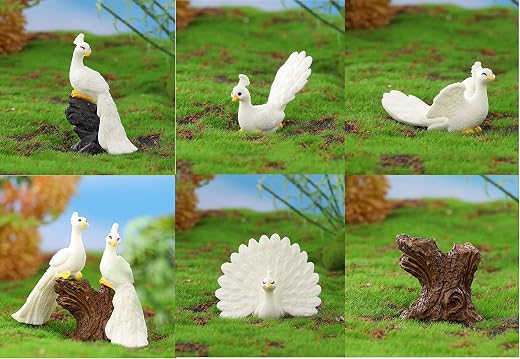 Chocozone Resin Cute Miniatures Garden Decoration Home Decor Ladscape Miniature Gifts for Kids & Girlfriend (Squirell, Peacock, Brown)