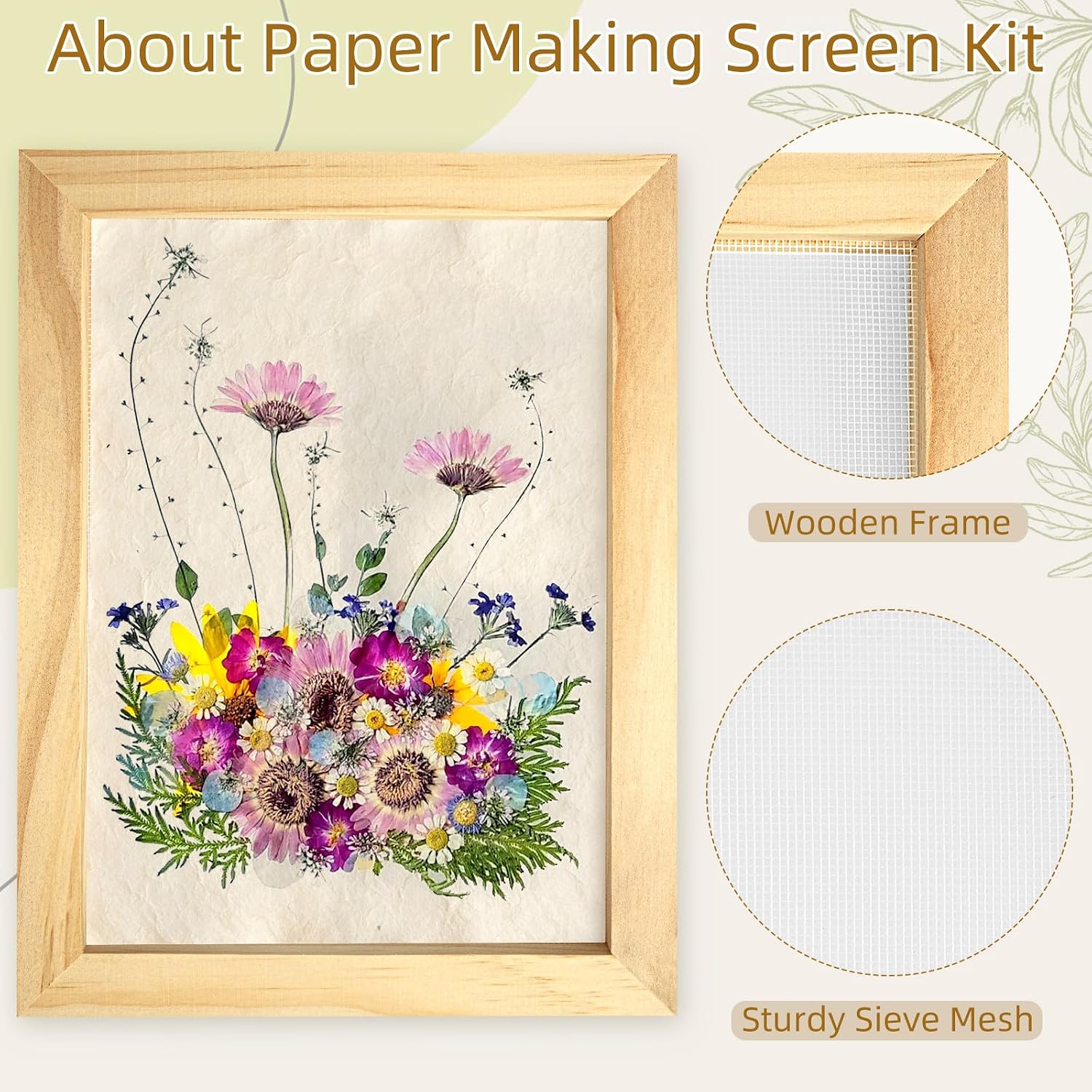 Erthskda Set of 4 Paper Making Screen Kit | Wooden Mould and Deckle with Mesh Set for DIY Crafts Supplies, 4 Sizes (A4, A5, A6, A7)