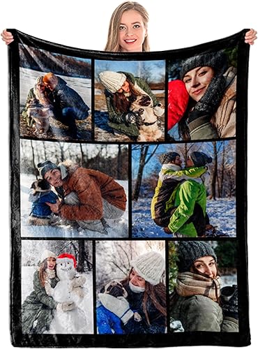 DIYKST Manta personalizada con collage de fotos, texto, manta con fotos hecha en Estados Unidos, regalos personalizados de cumpleaños, Navidad,
