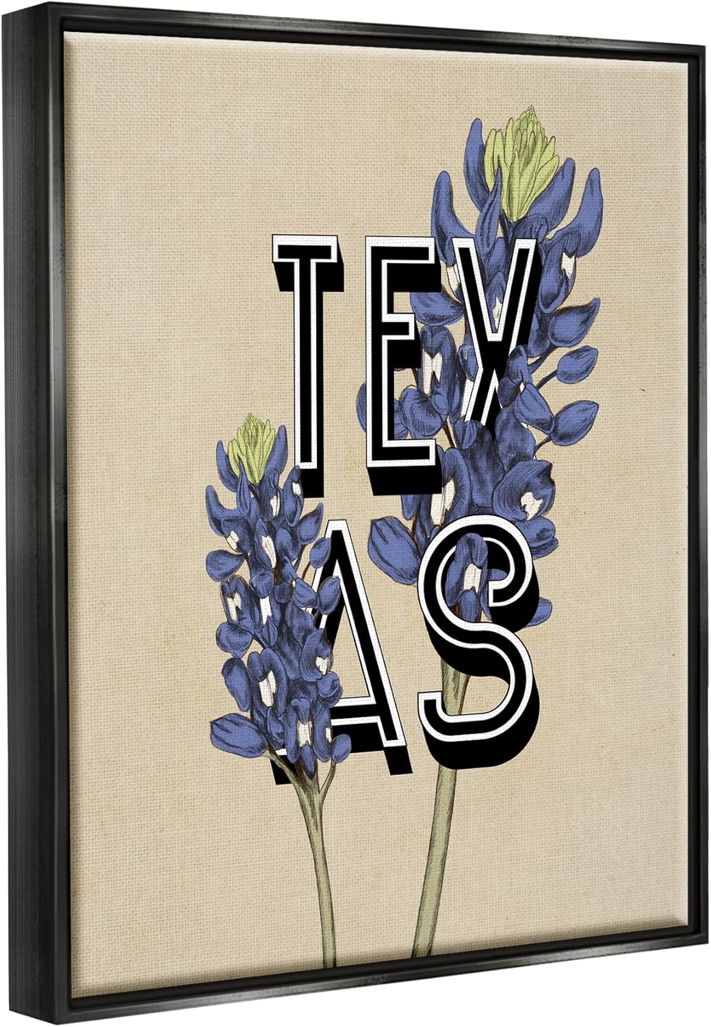 Stupell Industries Texas State Flower Bluebonnet Plant Sprigs Typography, Design by Daphne Polselli