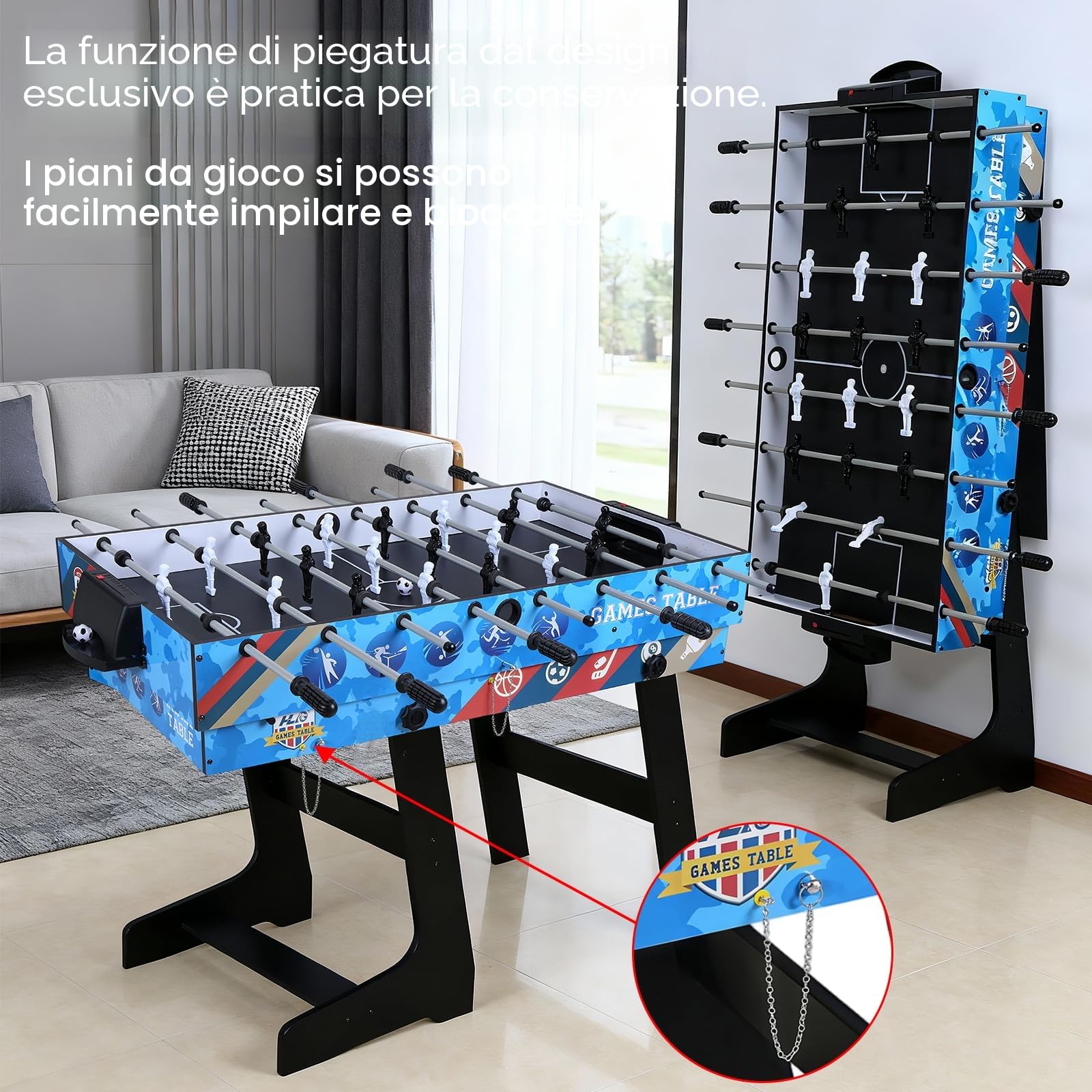 Set da tavolo multi-gioco 5 in 1 per bambini, ping-pong, biliardo, biliardino, hockey su scivolo, tiro al basket interattivo genitore-figlio regalo perfetto per i bambini (lunghezza 1,2 m)