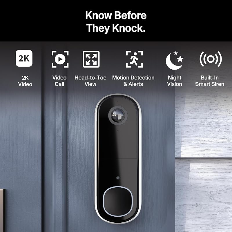 Arlo Video Doorbell 2K (2nd Gen) Wireless or Wired - 1-Cam + Chime | 2K head-to-toe video; Chime audible alerts; Package & person detection; Night vision, 2-way audio; 1-mo Secure plan incl. image 5