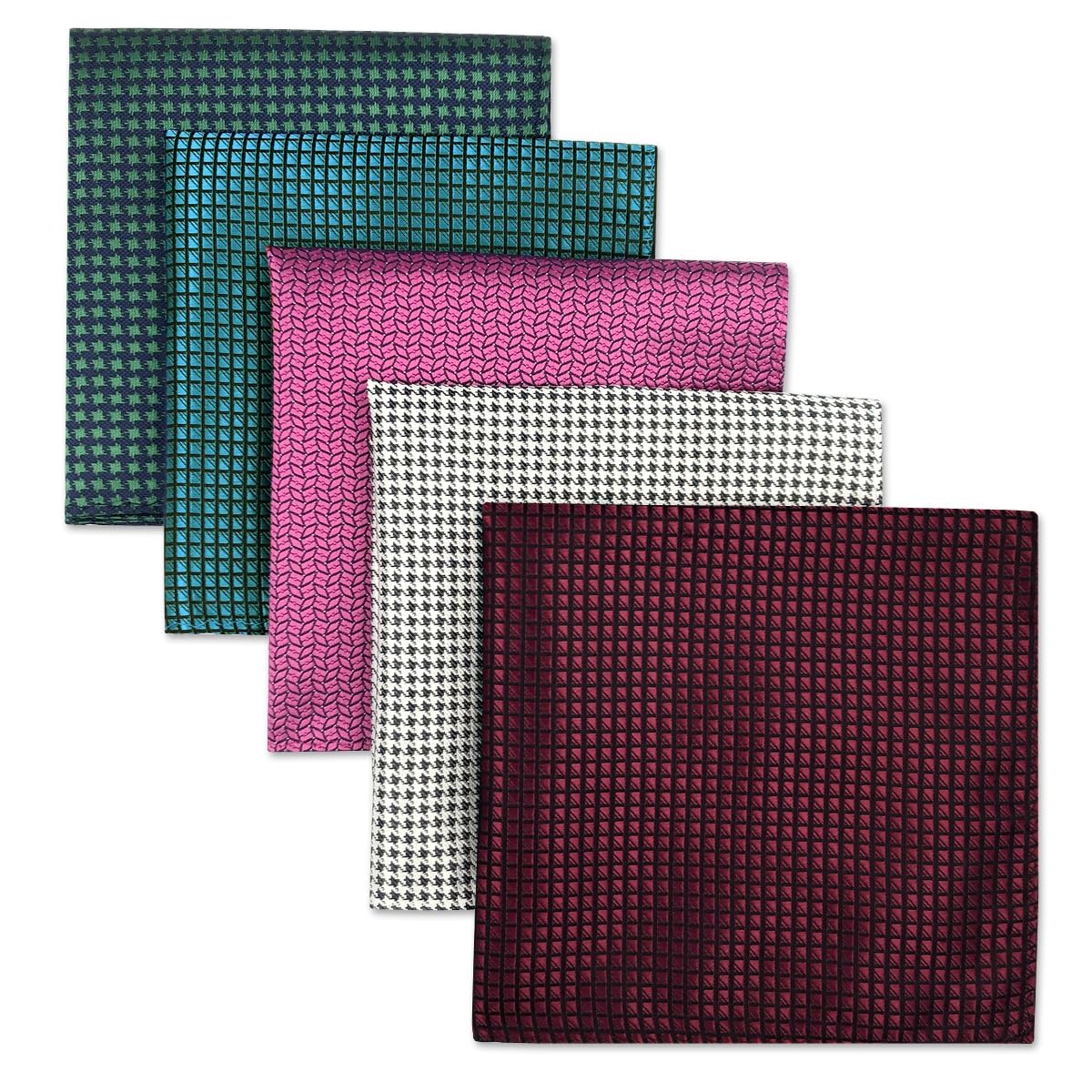 SHLAX&WING 5 Pieces Assorted Mens Silk Pocket Square Handkerchiefs Set