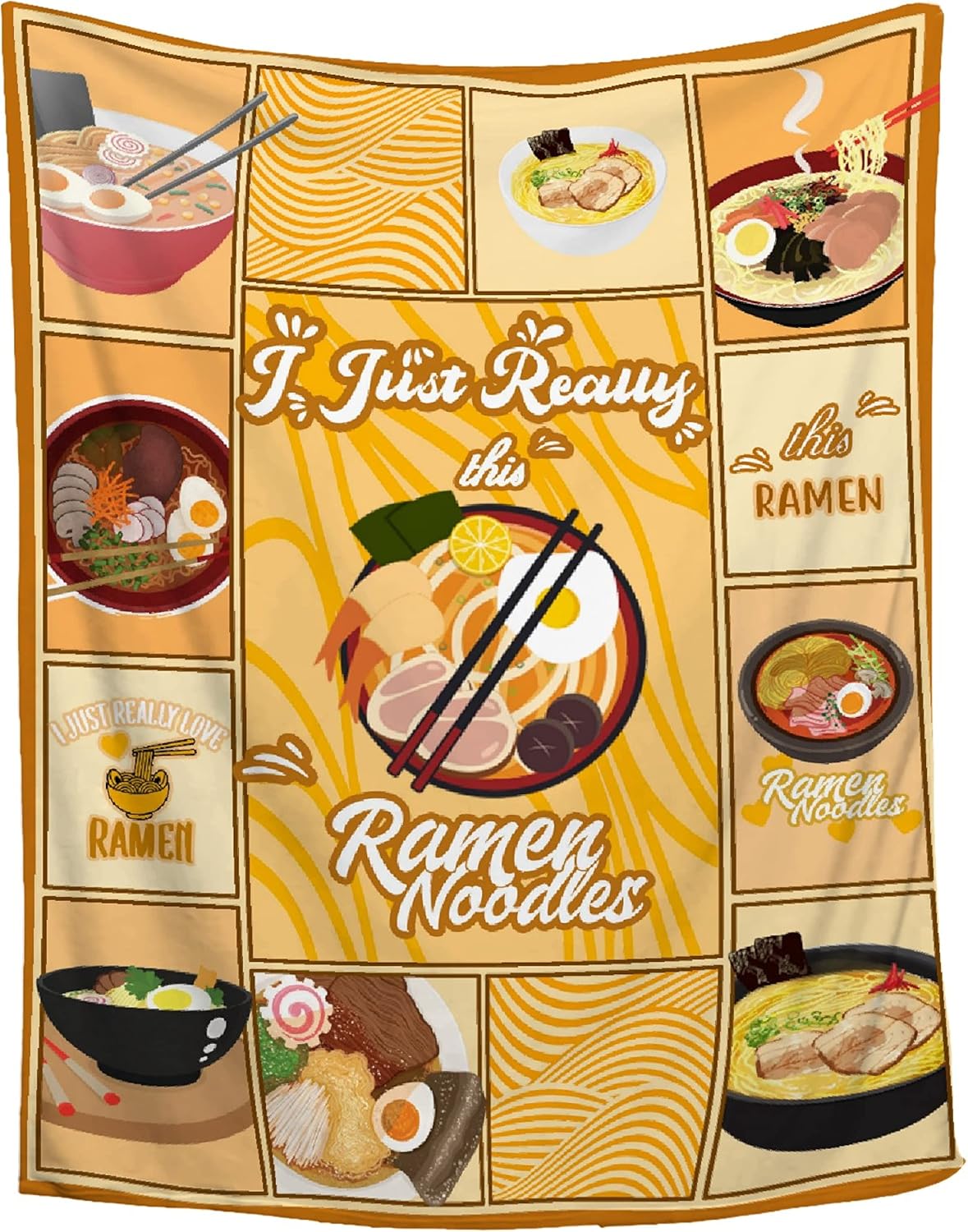 Ramen Noodle Flannel Throw Blanket Super Soft Cozy Plush
