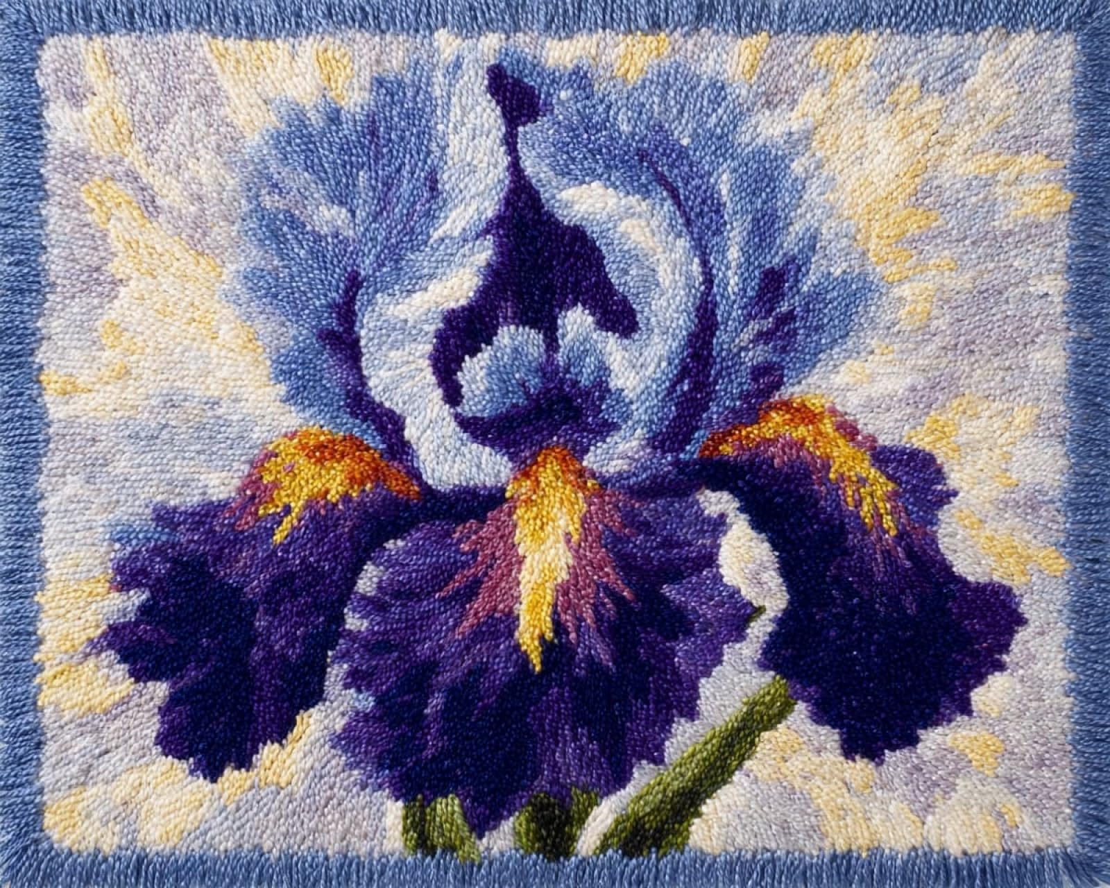Wallphantom Latch Hook Rug Kits for Adults Beginners,iris,Latch Hook Kits for Bedroom,Living Cushion Adult Craft Gifts,52x38cm