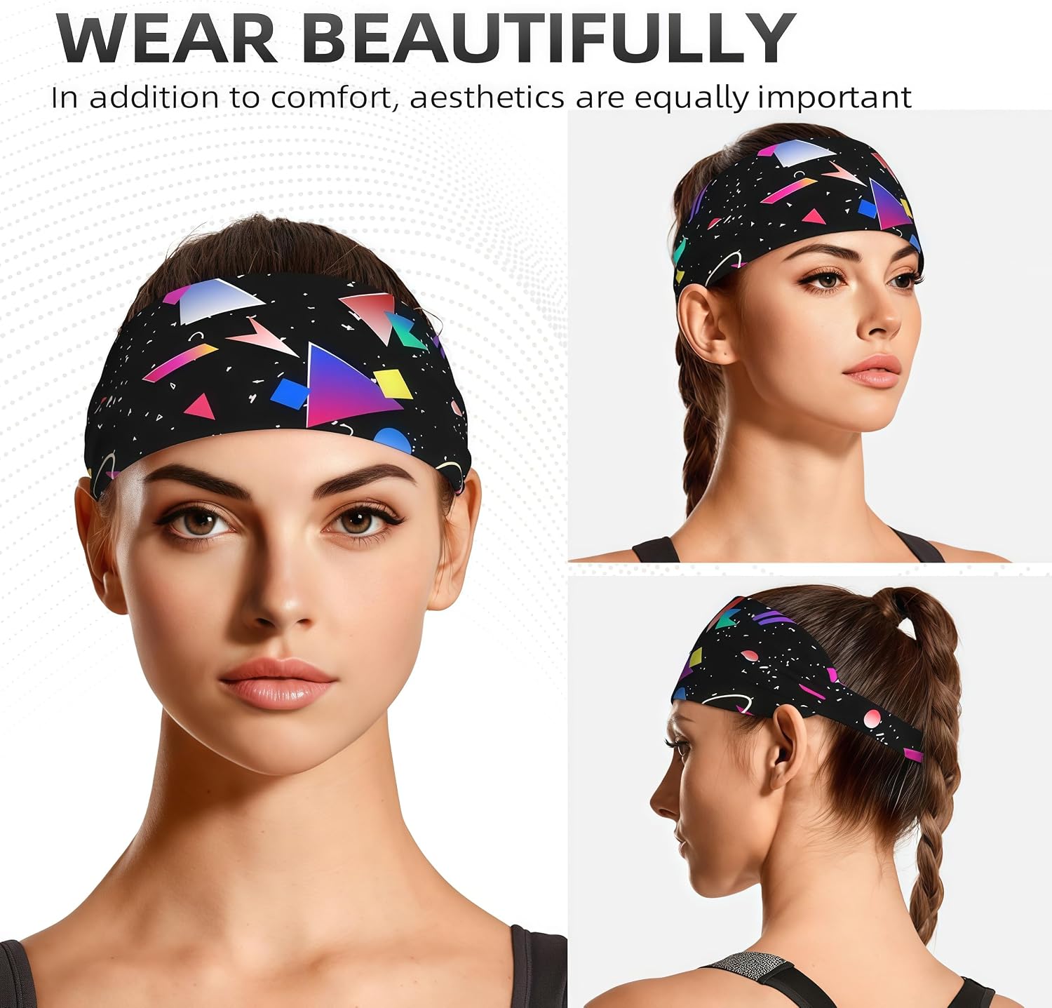 Headband for Men Women Sports Moisture Wicking Bandana Elastic Sweatband Accessories Head Hair Bands for Cycling Gym