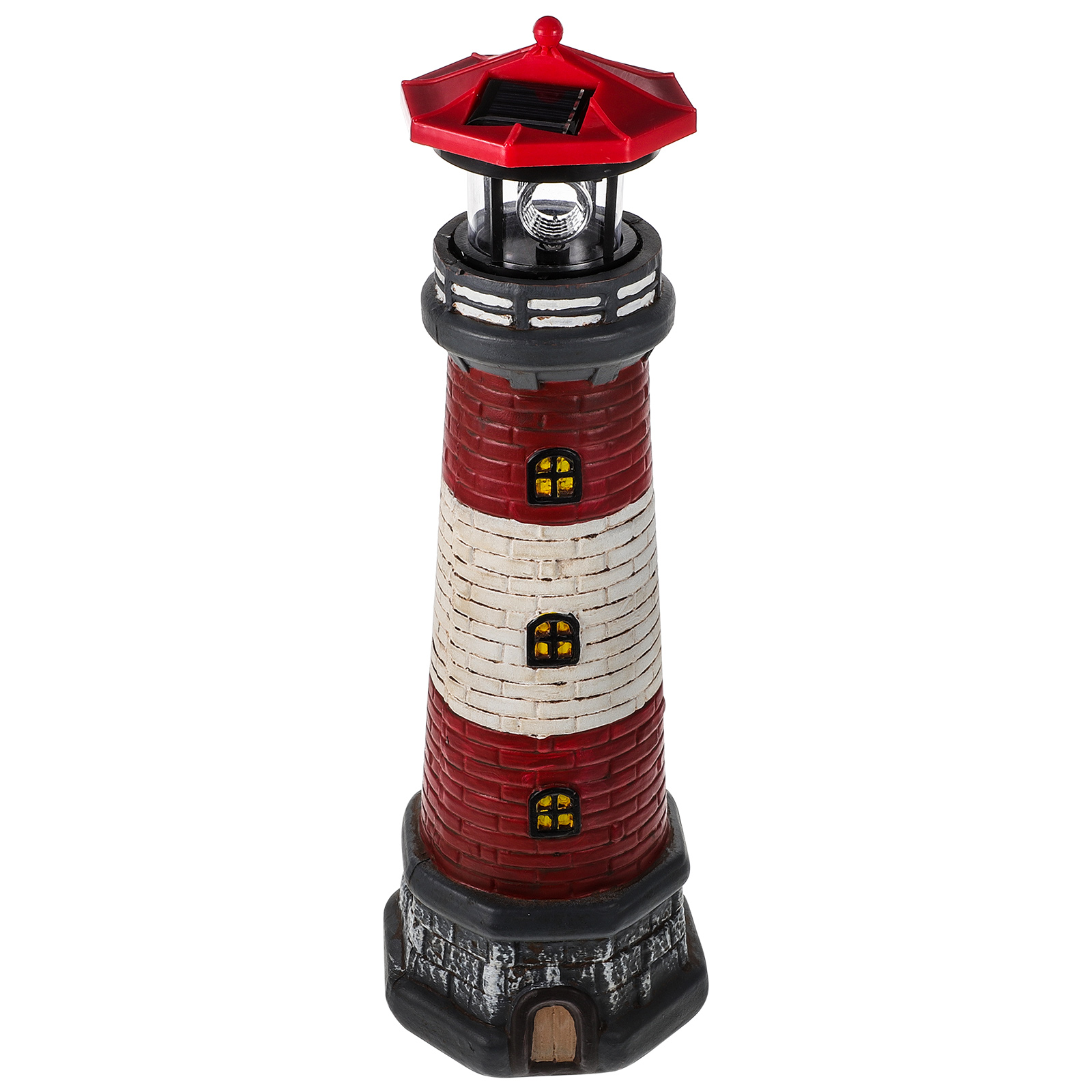 Image of DOITOOL Solar Rotating Lighthouse Outdoor Lantern Garden Decor Resin Street Light - Red