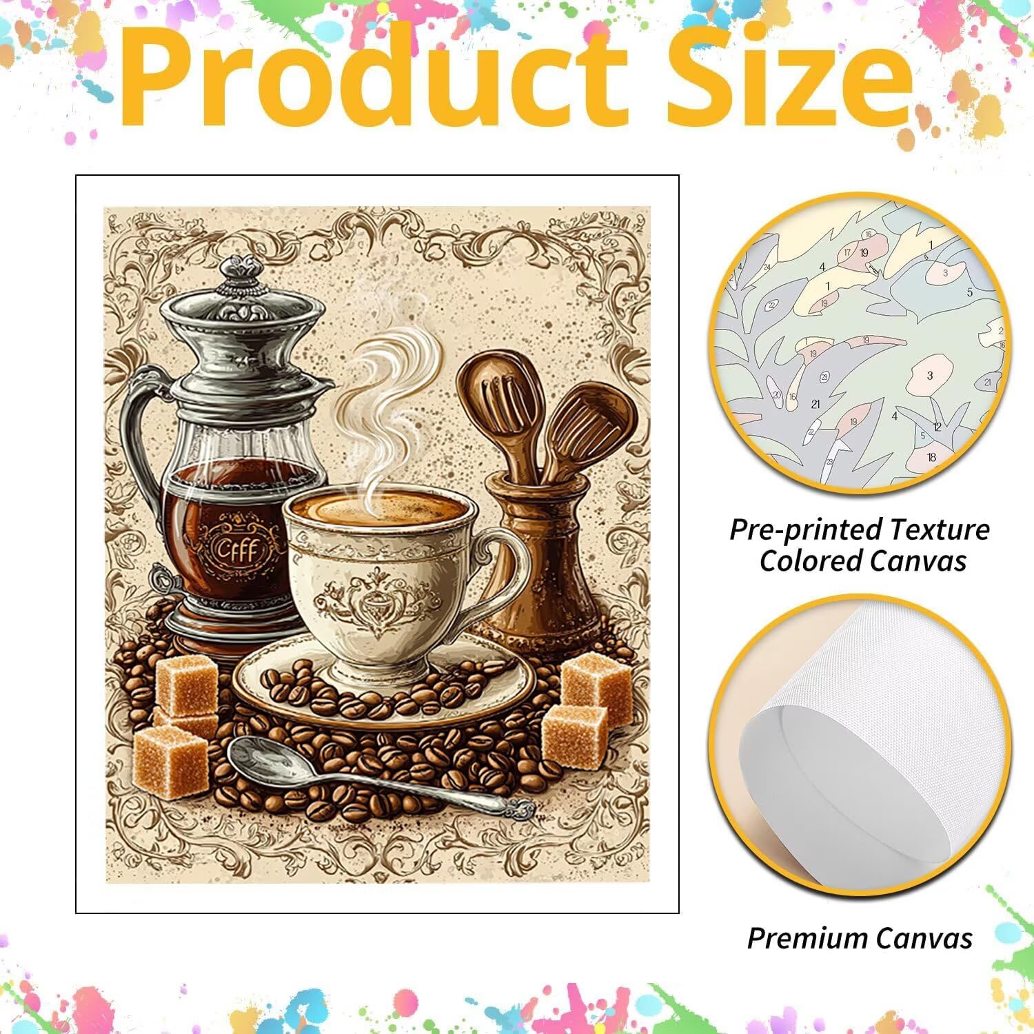 WEISHIWE Tazza da caffè Dipingere con i Numeri per Adulti, 70x90cm a-520 | Paint by Numbers Kit con Pennelli e Acrilico Pigmento, Fai da te Olio La Pittura di Numeri Kit, Decora la Casa, senza Cornice
