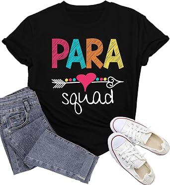 Paraprofessional Shirts for Women para Squad T-Shirt Teachers para Life Tee Tops
