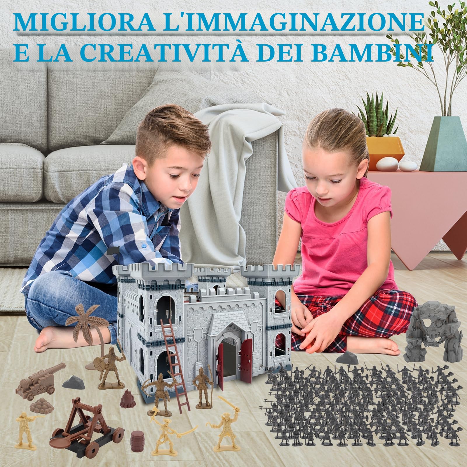 deAO Castello Medievale Giocattoli del Figure Cavalieri Action Set | 310 Pezzi Soldatini Militari Playset, Modello Militare Giocattolo Medievale, Set di Gioco Militari Regalo per Bambini 3+ Anni
