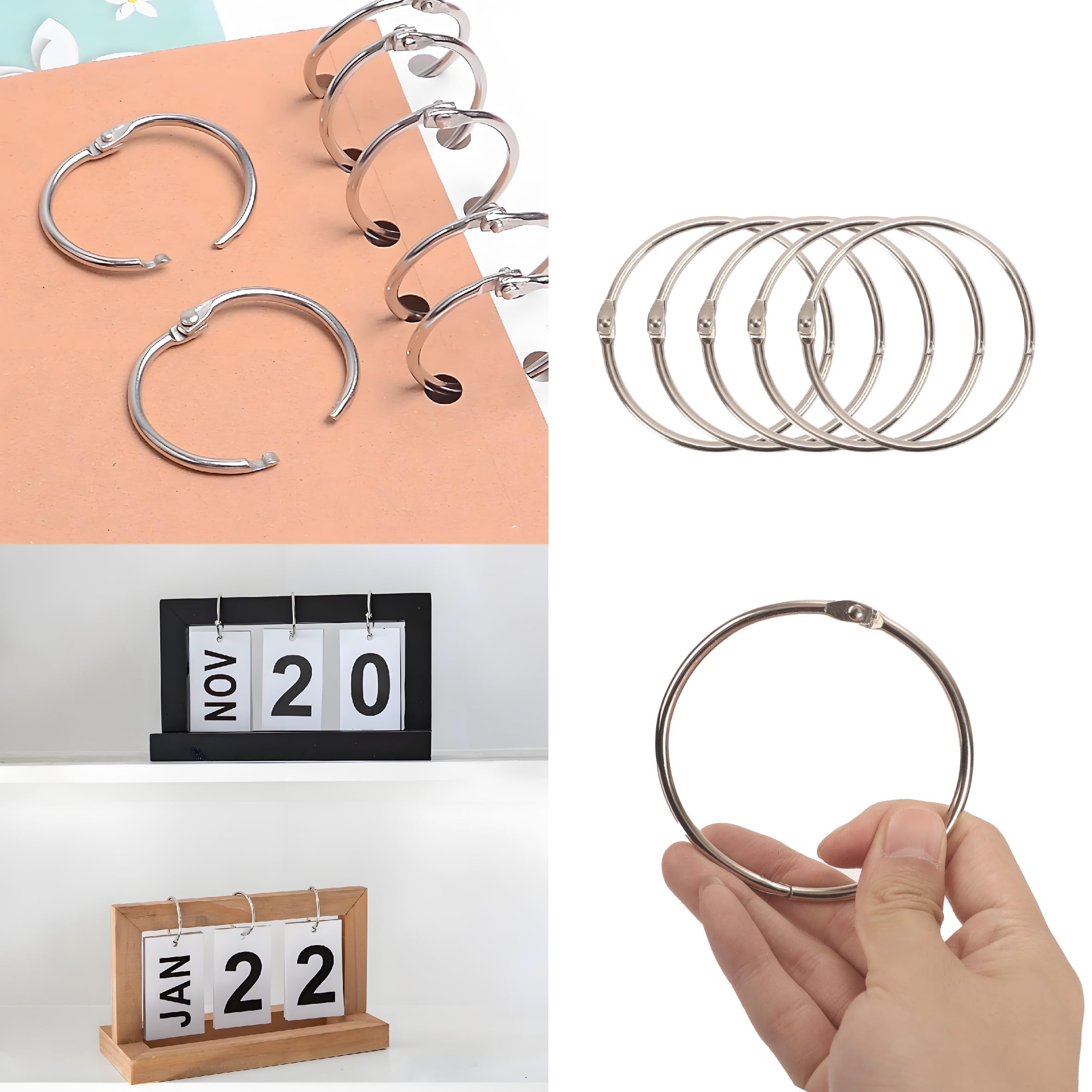 Set di anelli portachiavi extra large da 80 mm – Confezione da 5 anelli multiuso in metallo per chiavi, quaderni, progetti fai da te e altro ancora, durevoli, facili da usare