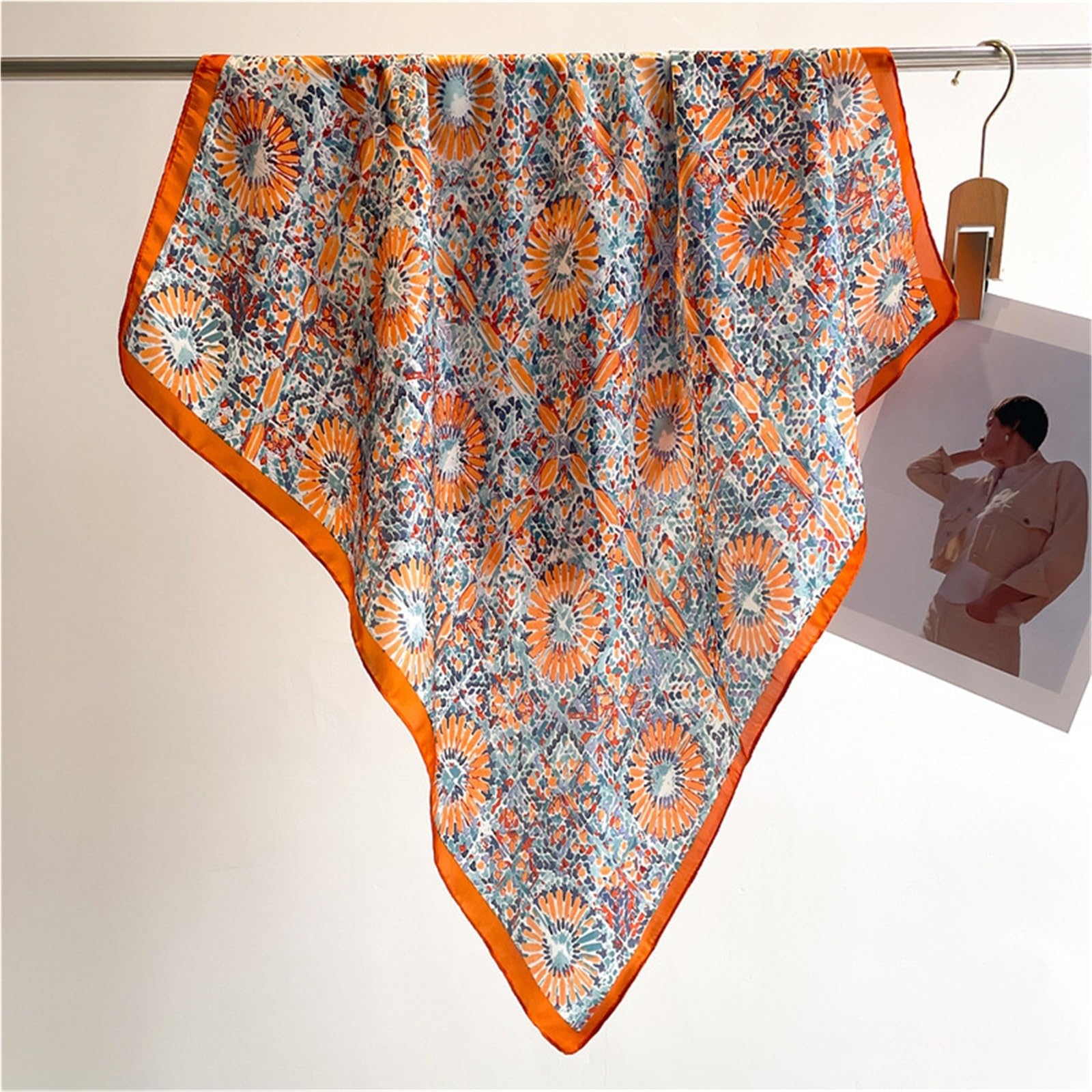 Bufanda de Seda for Mujer, pañuelo Cuadrado de Seda a Cuadros de 70x70cm for Verano, pañuelo Retro de satén for el Cuello, pañuelo Suave for el Cuello, Hijab
