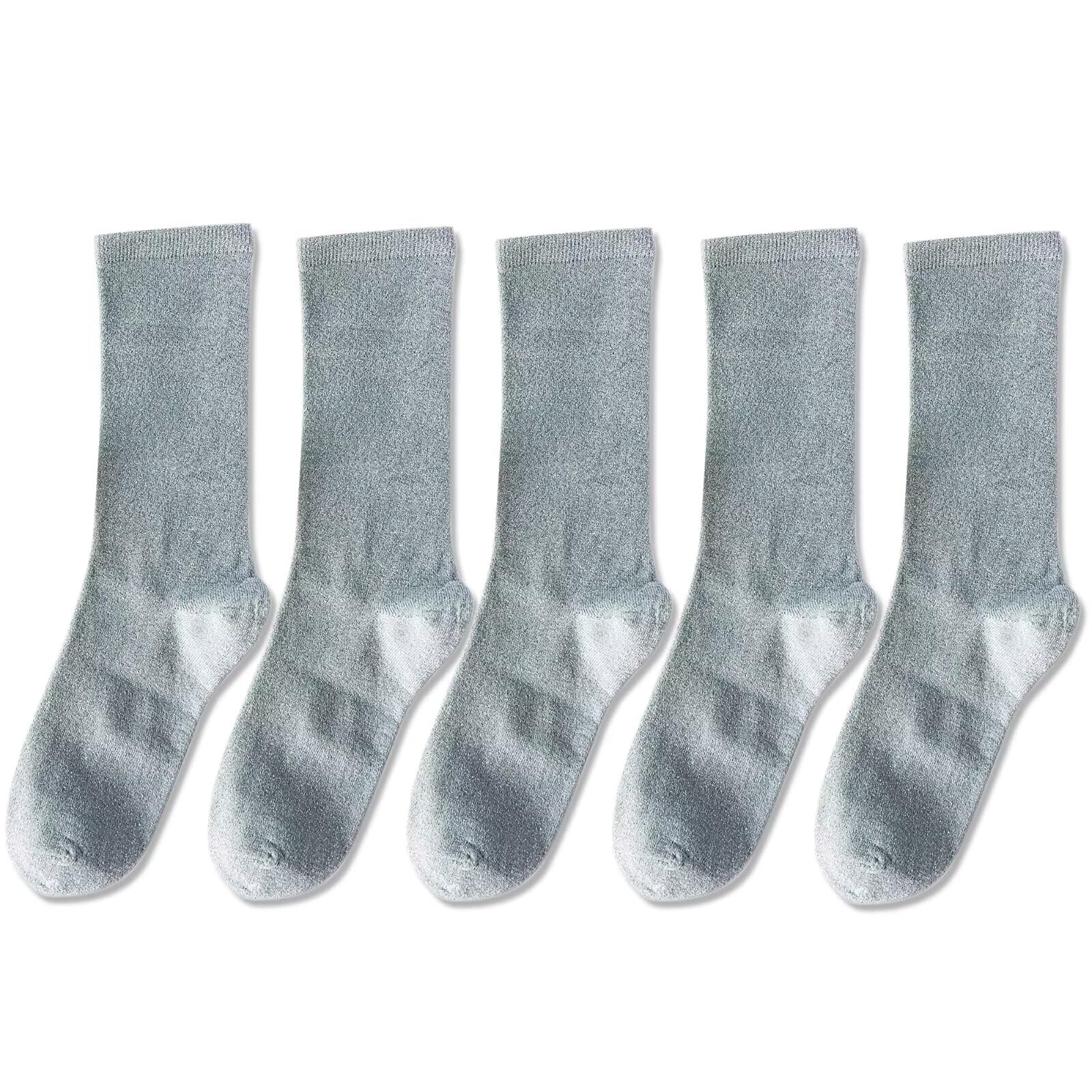 Muiltvoe Orcle 2 Pairs Women's Novelty Glitter Ankle Socks Casual Ladies Bright Retro Sox Piles Sock