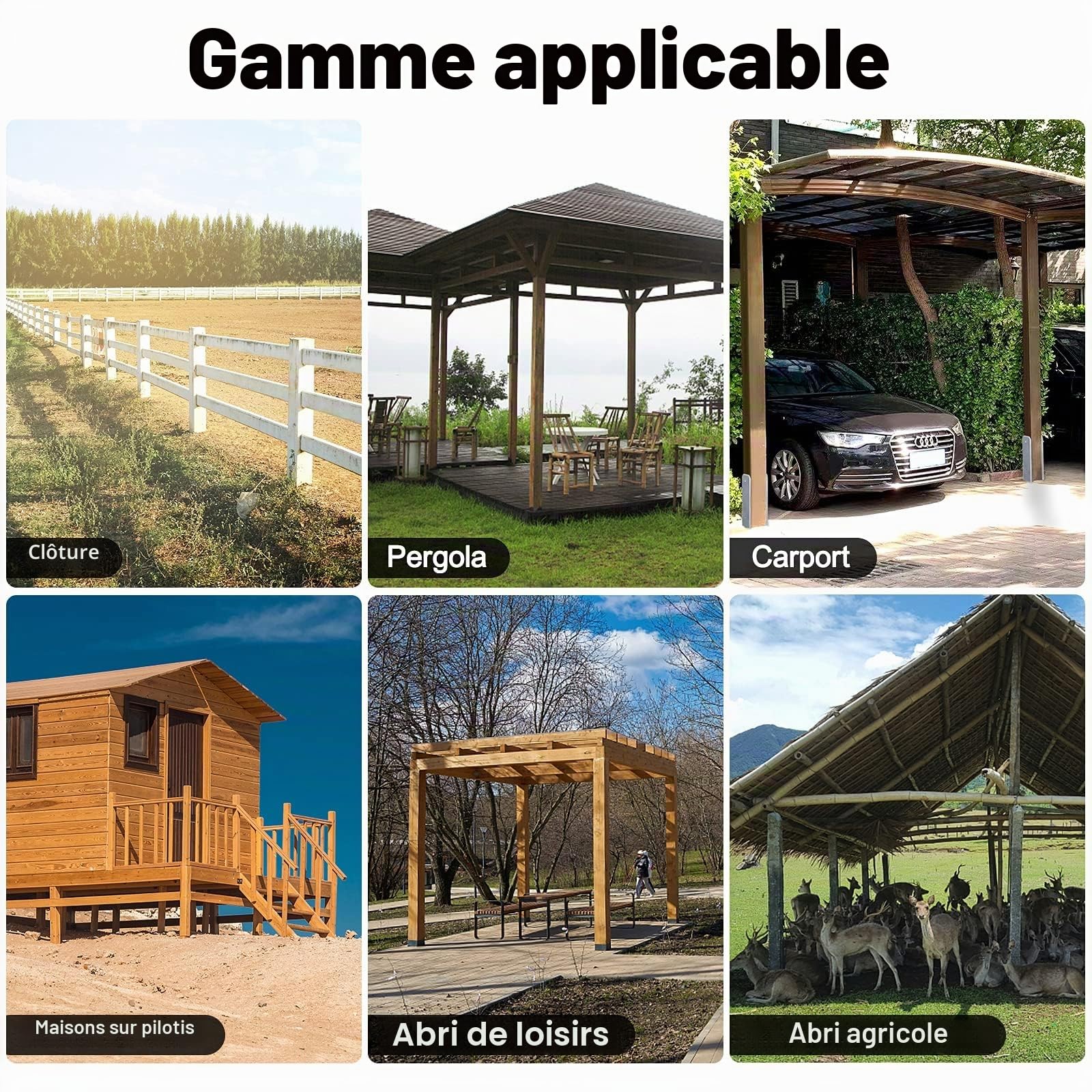 ACXIN Lot de 4 supports de poteau en H - Ancrage en H en acier inoxydable avec revêtement pour installations fixes en plein air - 91 x 600 mm - Épaisseur du matériau : 5 mm
