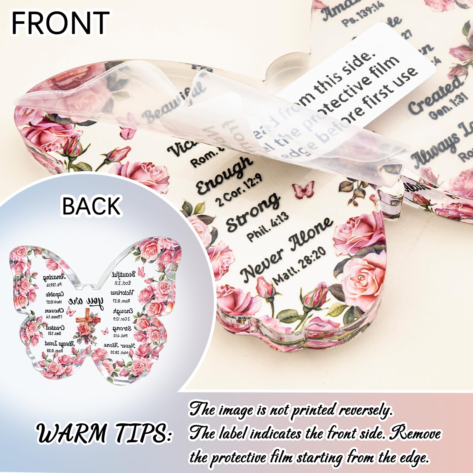 Butterfly Gifts for Women Christian Gifts for Women Faith Birthday Inspirational Spiritual Catholic Gift Best Friend Acrylic Decorations Religious Encouragement Gift For Mom Sister Thanksgiving