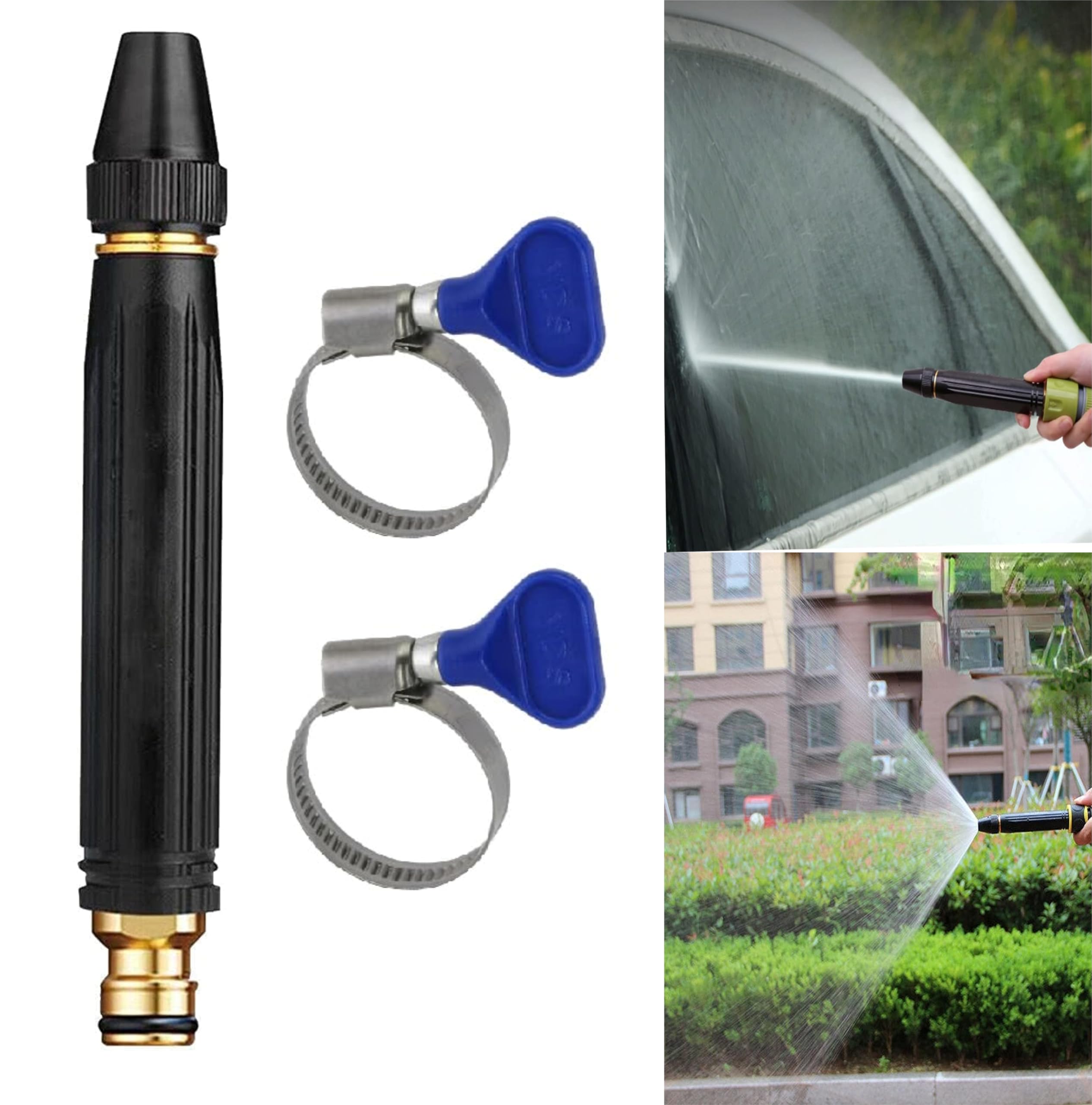 Rylan Water Spray Gun for Car Wash Bike Washing Gun for 1/2" Hose Pipe High Pressure Water Gun Nozzle Adjustable Car Washer Gun Brass Jet Water Spray Nozzle for Garden & Window