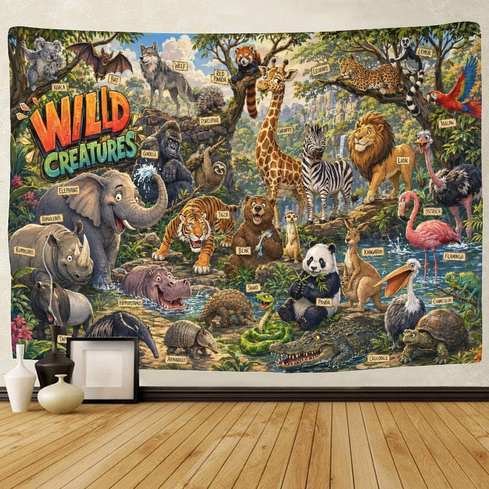 GPMNBCXZK Forest Animal Kingdom Wall Art Decor 3D Print Tapestry for Bedroom Tapestries Poster Curtain Bedroom College Dorm 180cmx230cm