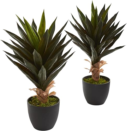 Nearly Natural Planta artificial de agave (juego de 2)