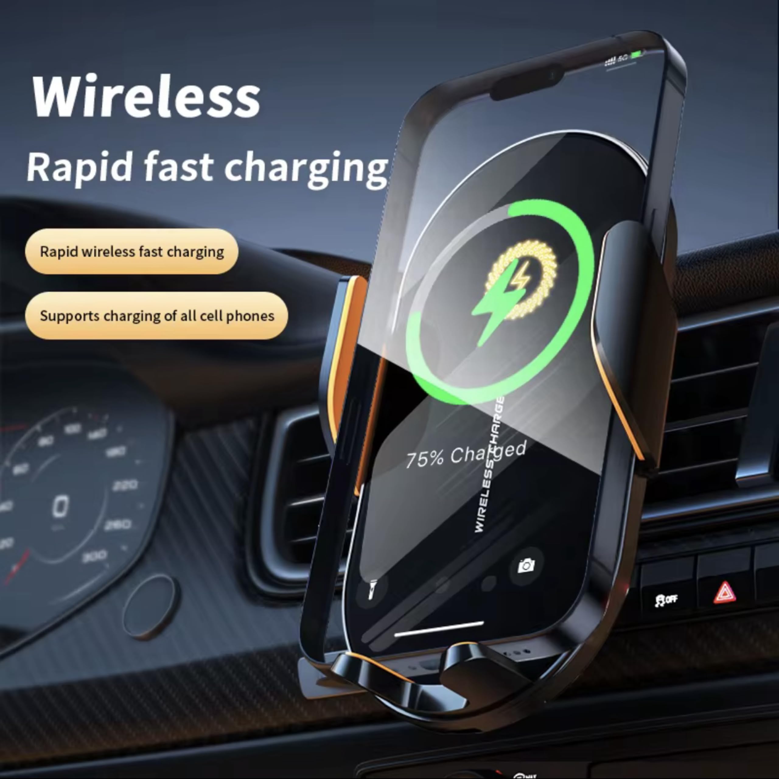 Soporte para teléfono de coche, cargador de coche 2025, soporte de ventilación inalámbrico rápido para teléfono celular, para MagSafe, iPhone y Android, sujeción automática manos libres con sensor